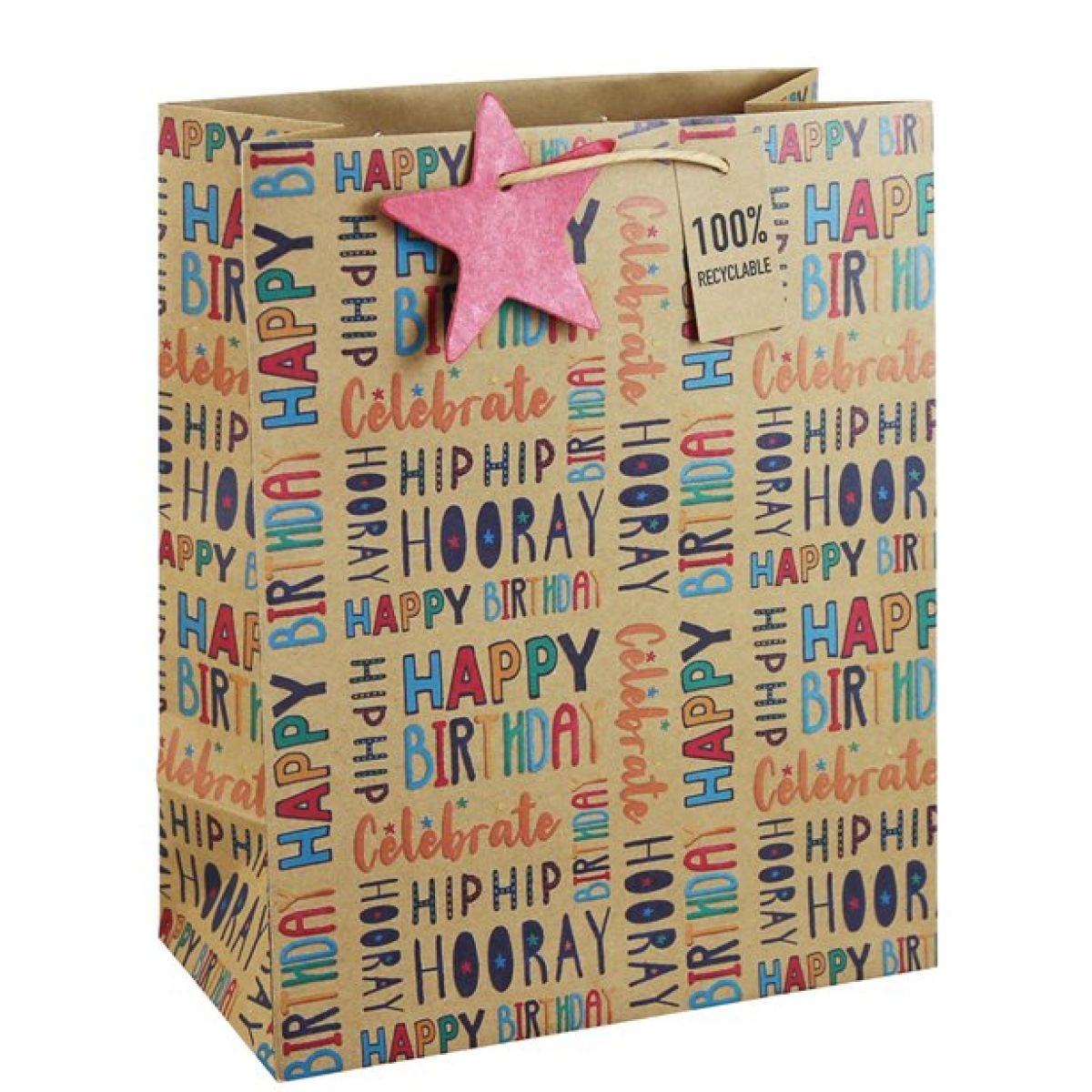 Hip Hip Hooray Kraft Large Gift Bag