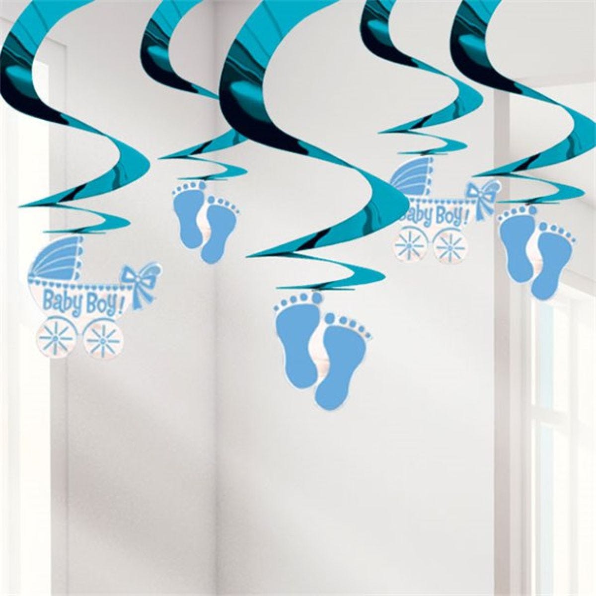 Baby Boy Hanging Swirl Decoration