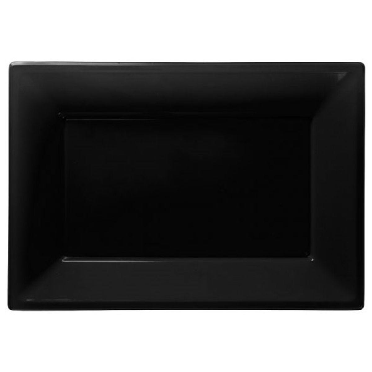 Black Plastic Serving Platters - 23cm x 32cm (3pk)