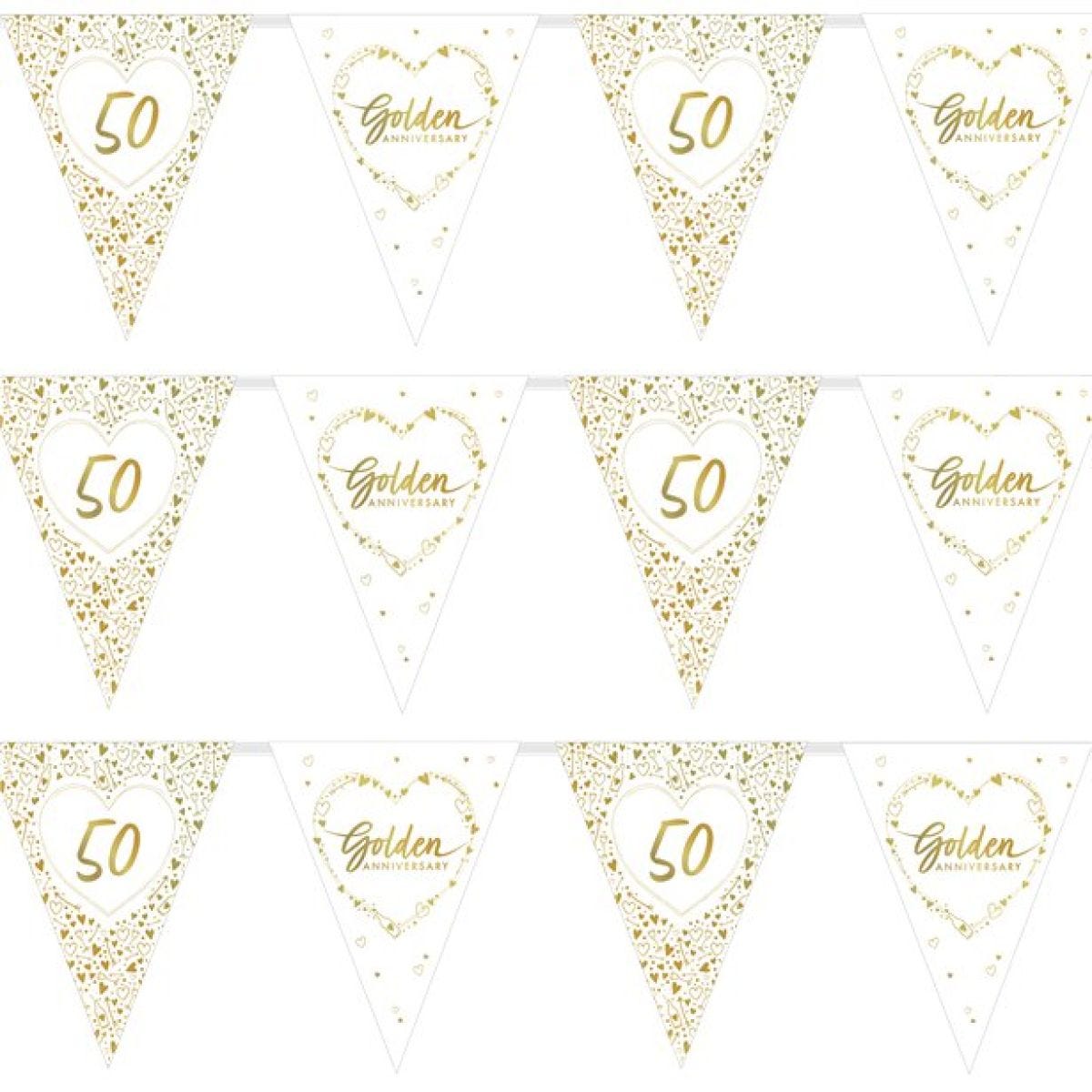 50th Golden Wedding Anniversary Flag Bunting - 3.7m