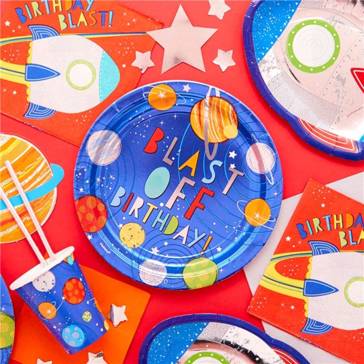 Blast Off Birthday Party Plates - 23cm