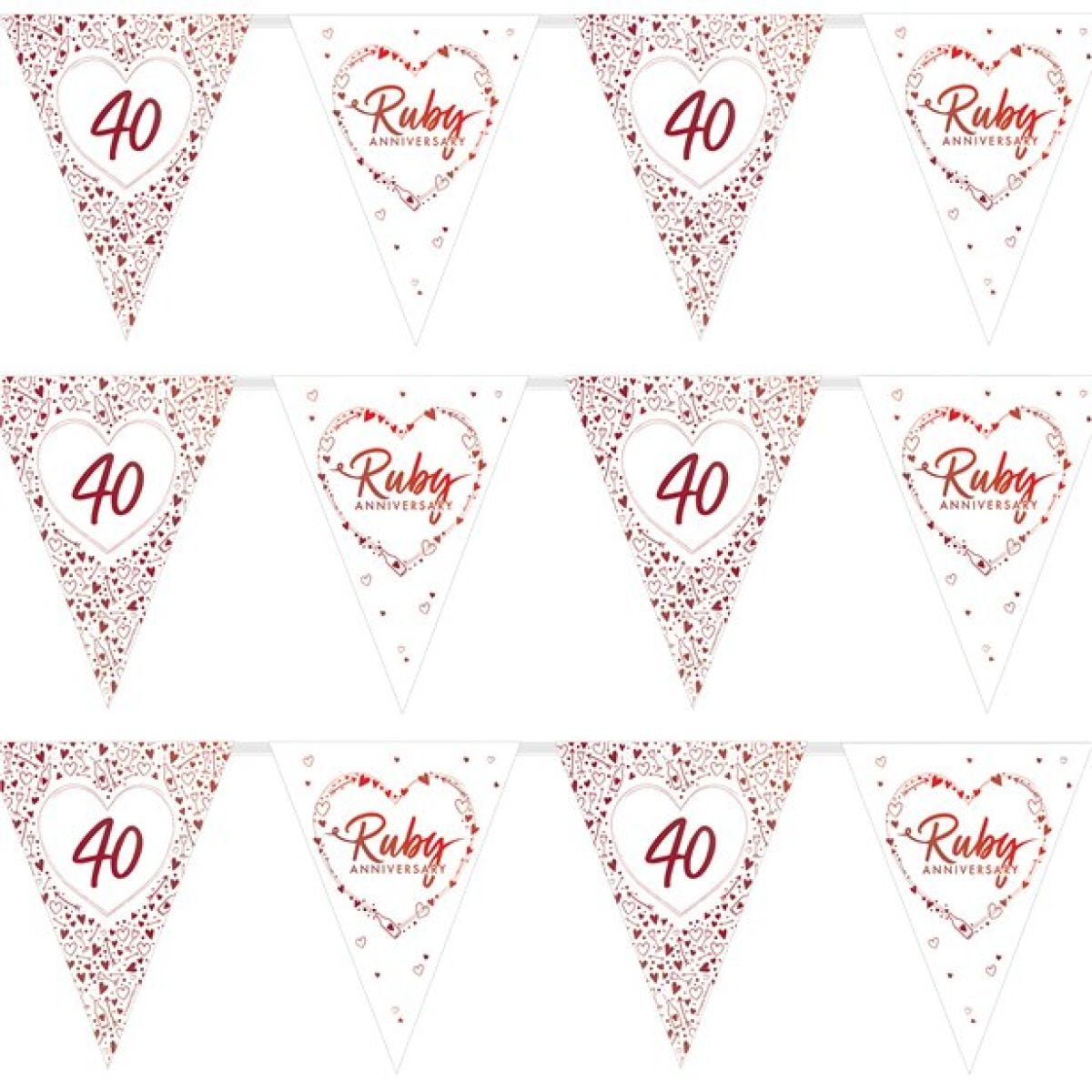 40th Ruby Wedding Anniversary Flag Bunting - 3.7m