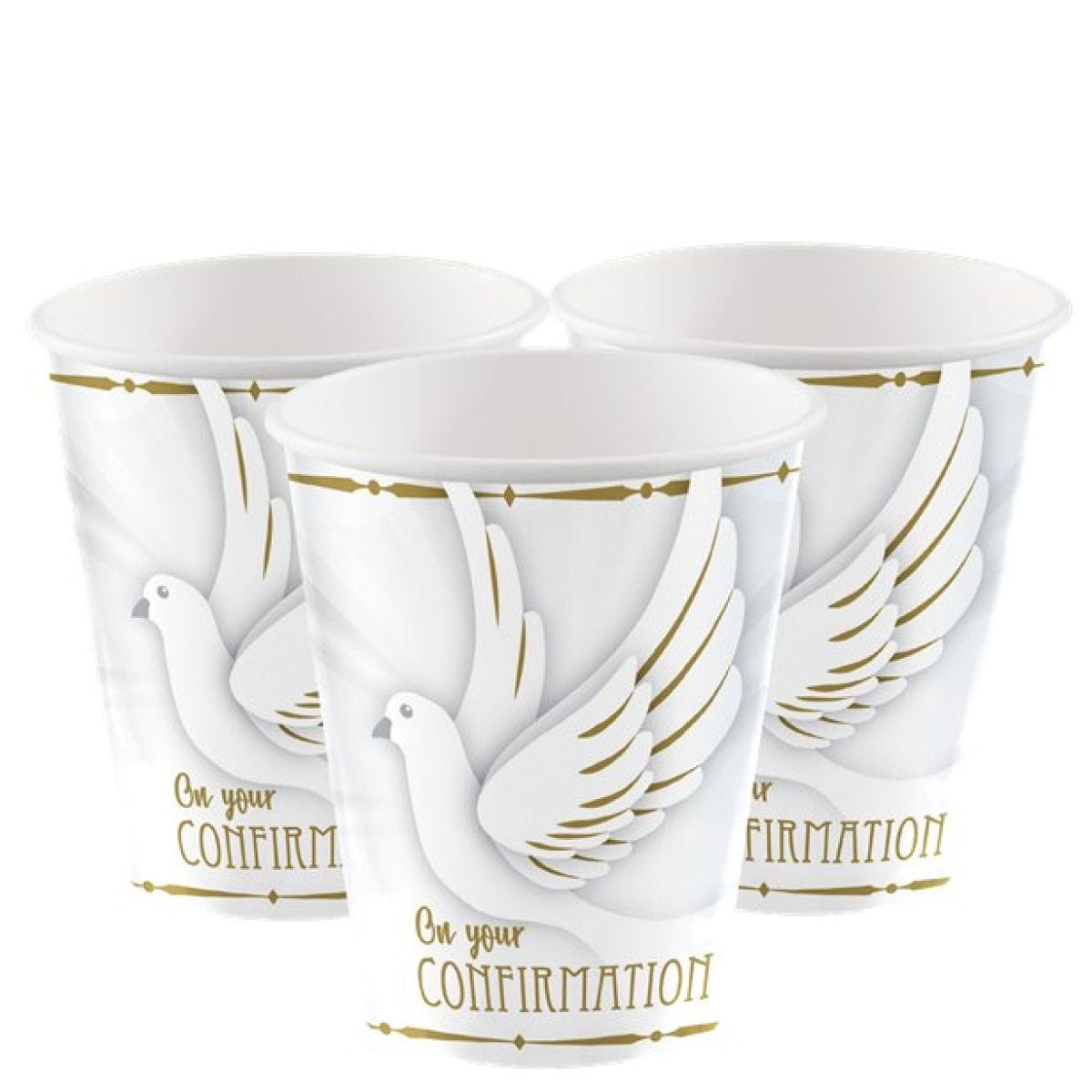 Confirmation Dove Paper Cups - 266ml (8pk)