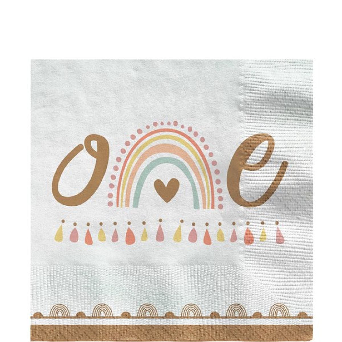 Boho Rainbow 1st Birthday Paper Napkins - 33cm