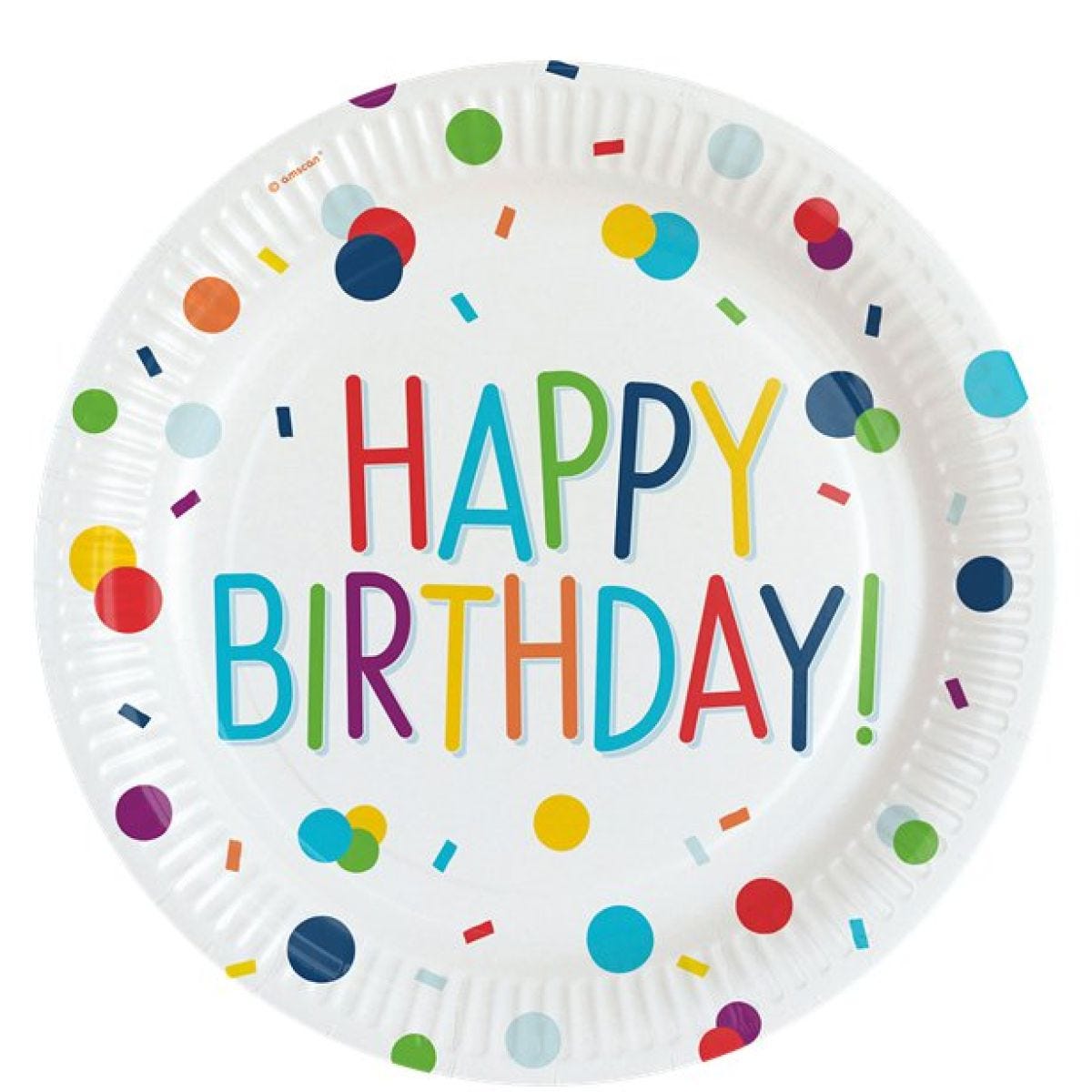 Confetti &apos;Happy Birthday!&apos; Paper Plates - 23cm