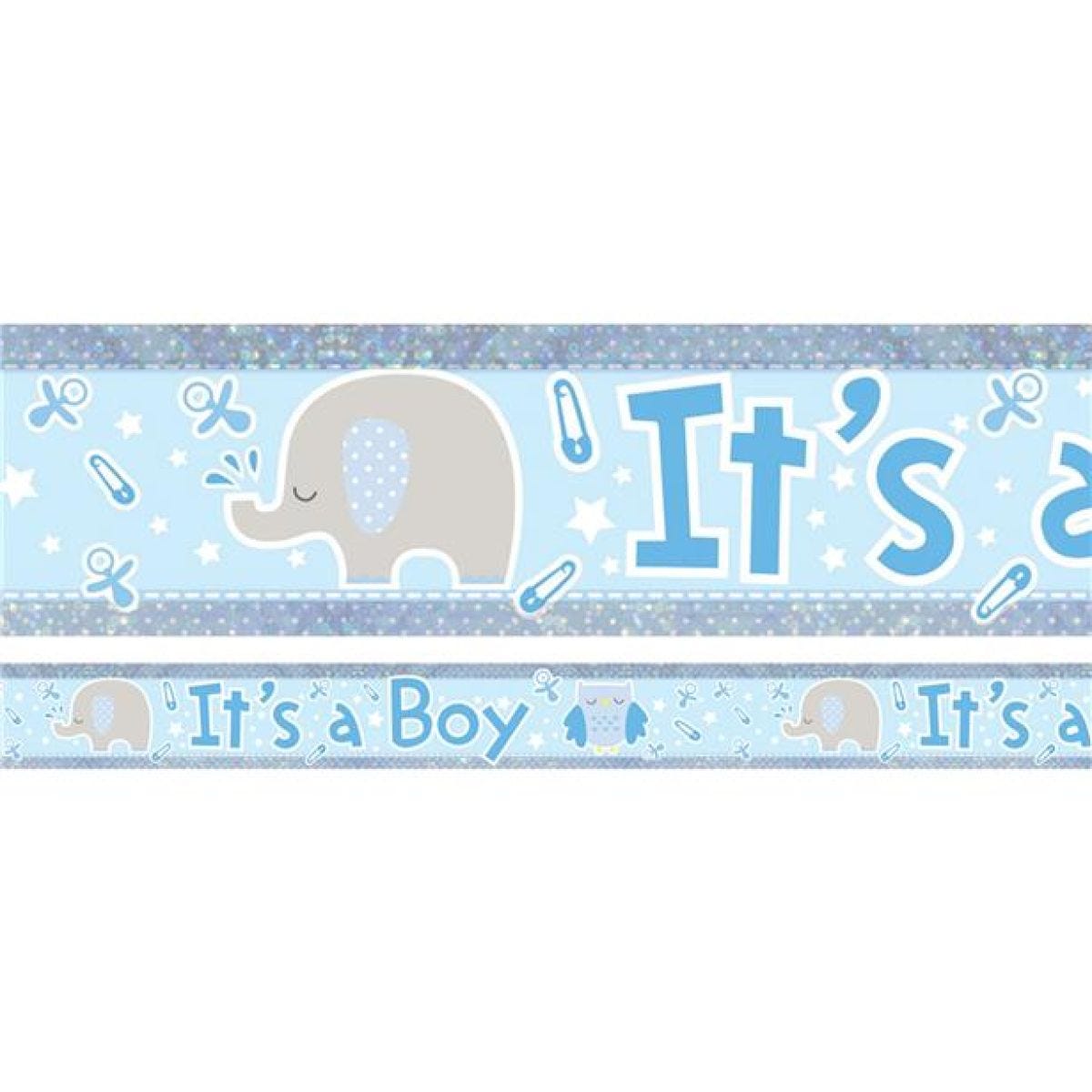 Blue &apos;It&apos;s a Boy&apos; Holographic Foil Banner - 2.7m