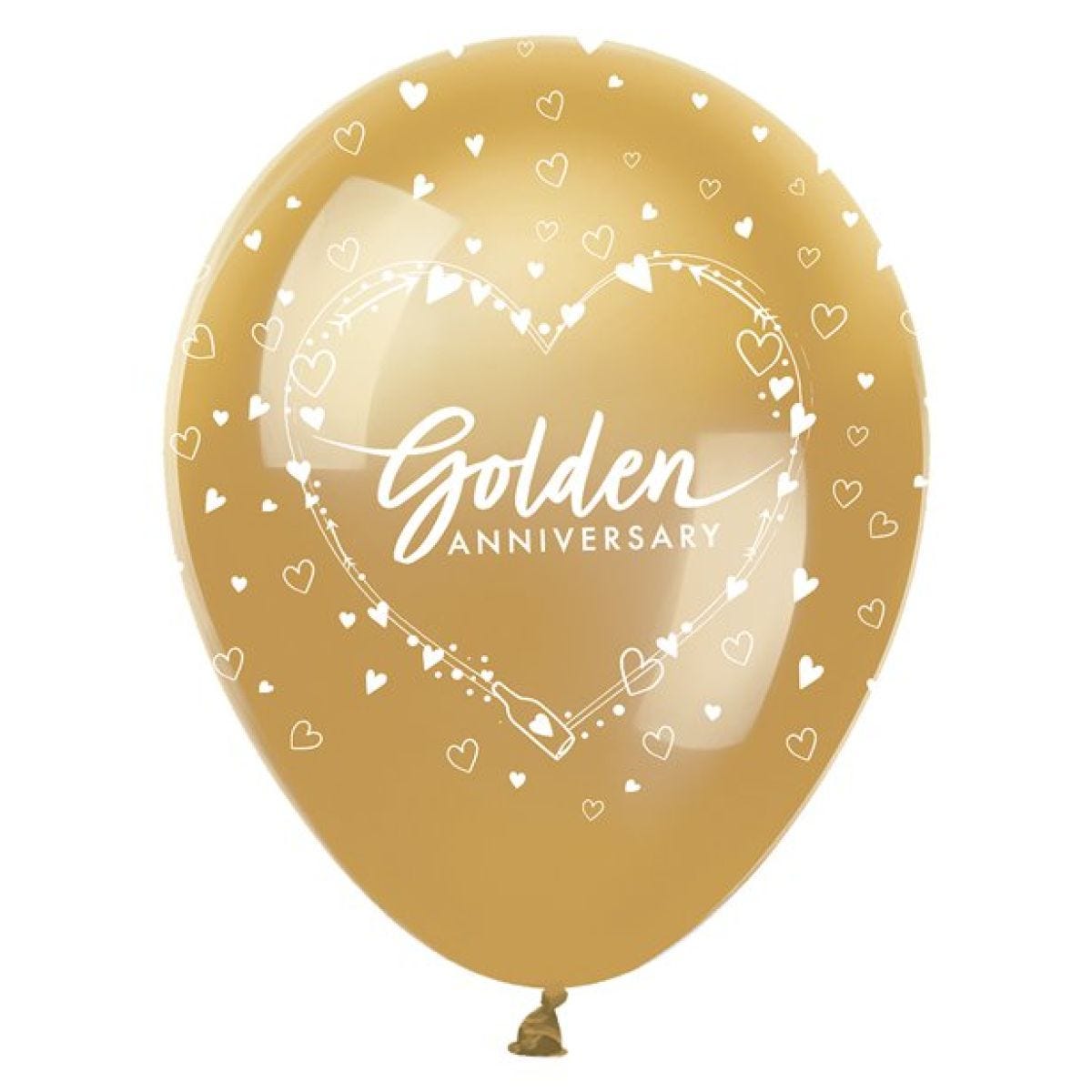 50th Golden Wedding Anniversary Latex Balloons - 12"