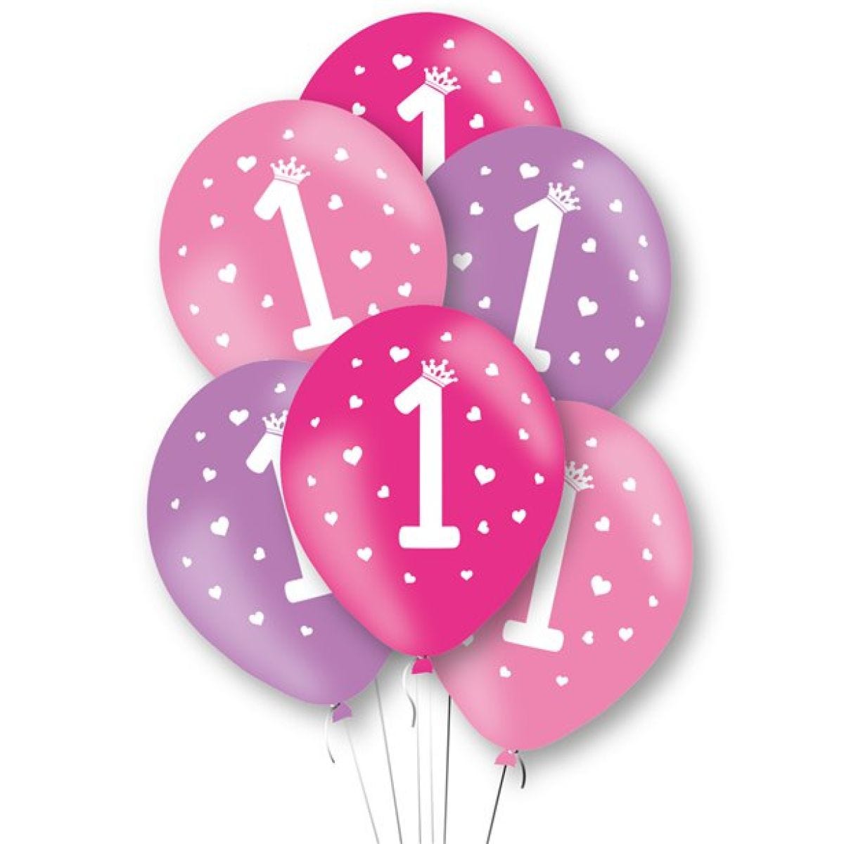 1st Birthday Pink Latex Balloons - 11"