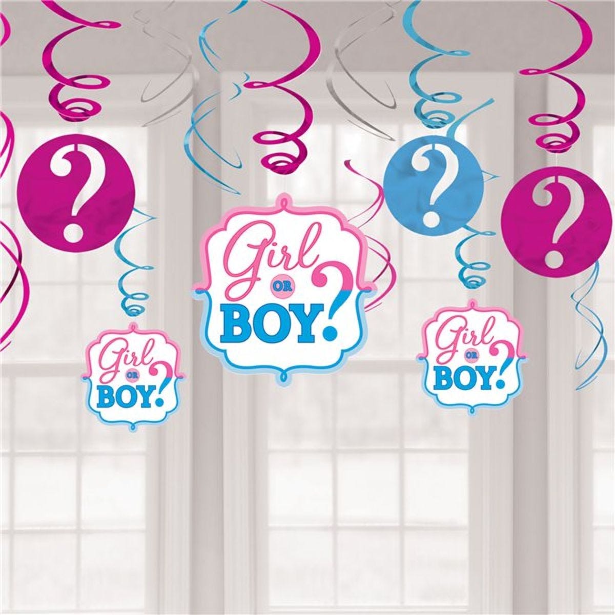 Gender Reveal Hanging Swirls