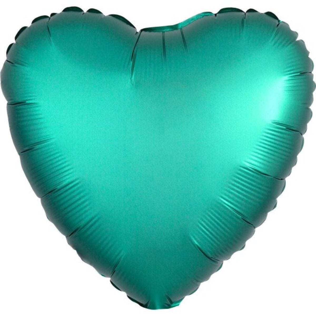 Jade Green Satin Luxe Heart Foil Balloon - 18" Unpackaged