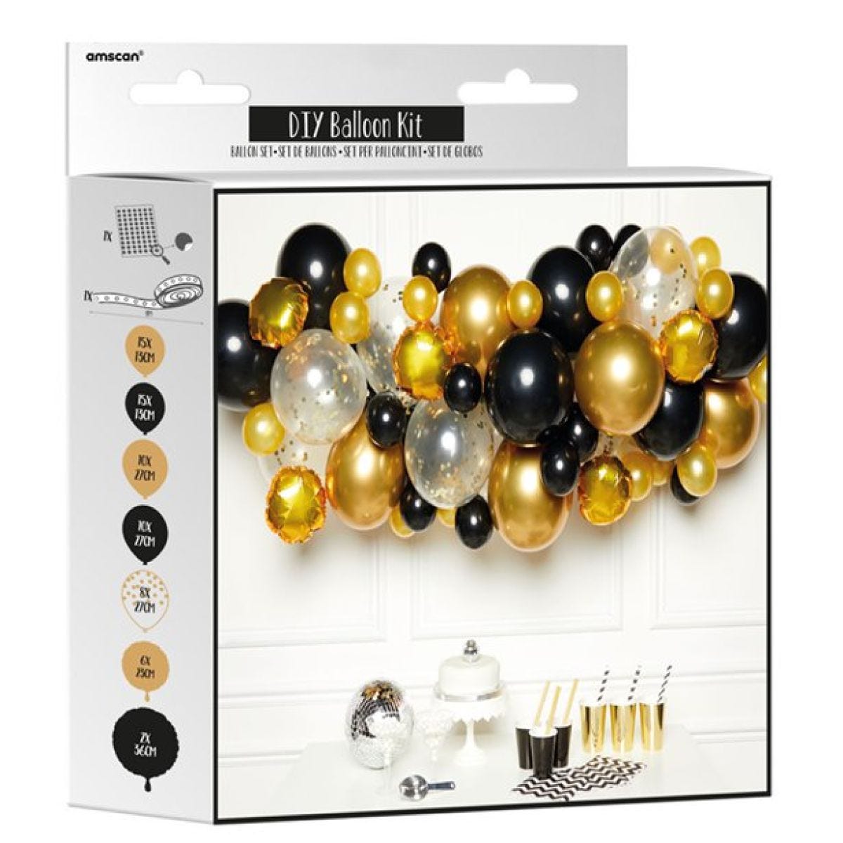 Gold & Black Balloon Arch Garland