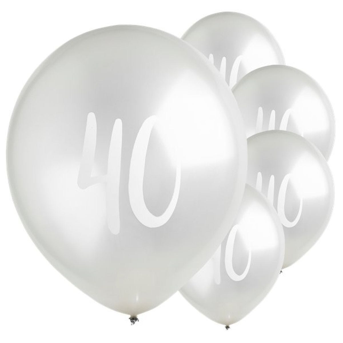Silver 40th Milestone Balloons - 12" Latex