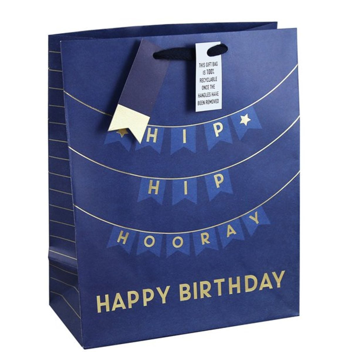 Navy Happy Birthday Large Gift Bag