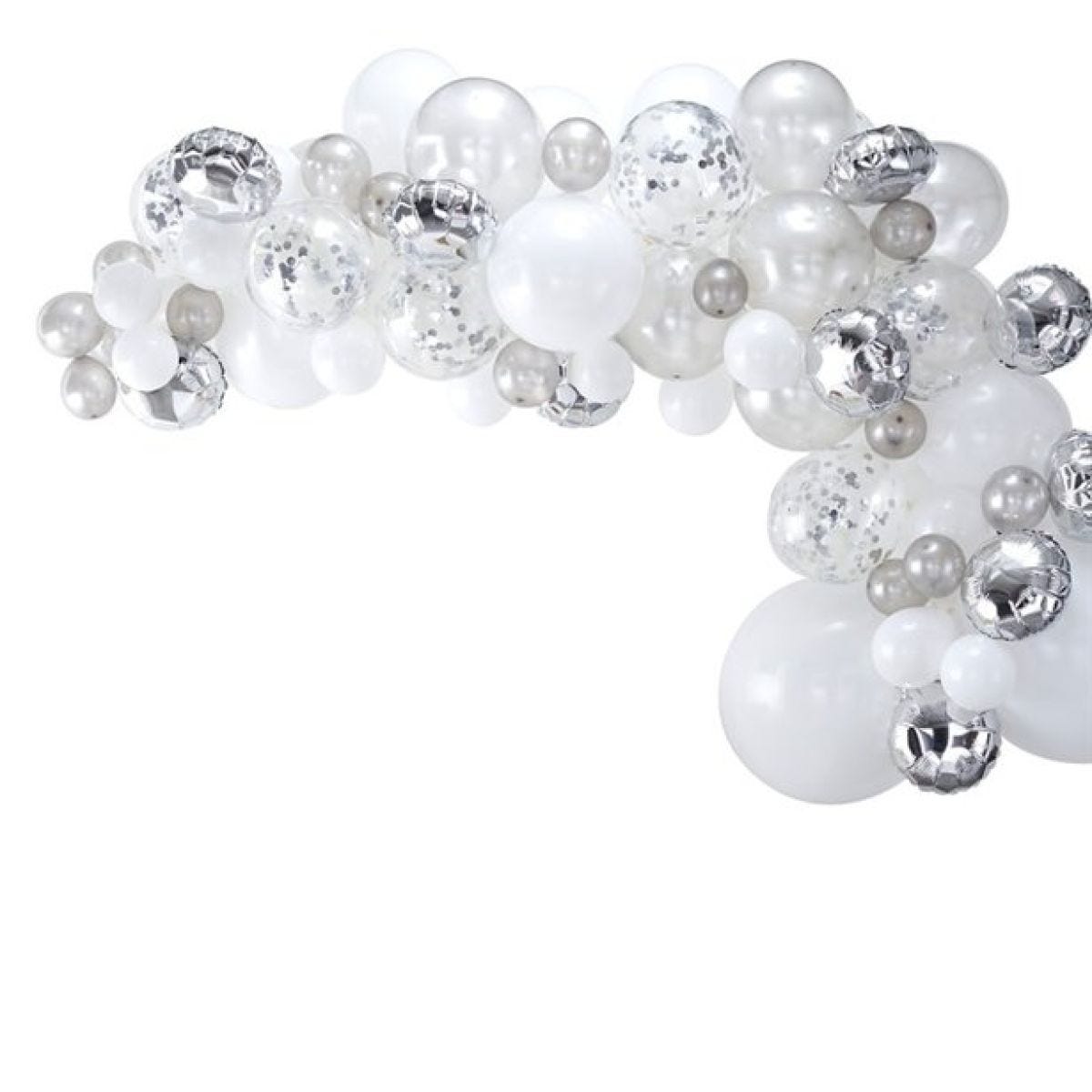 Silver Balloon Arch - 70 Balloons