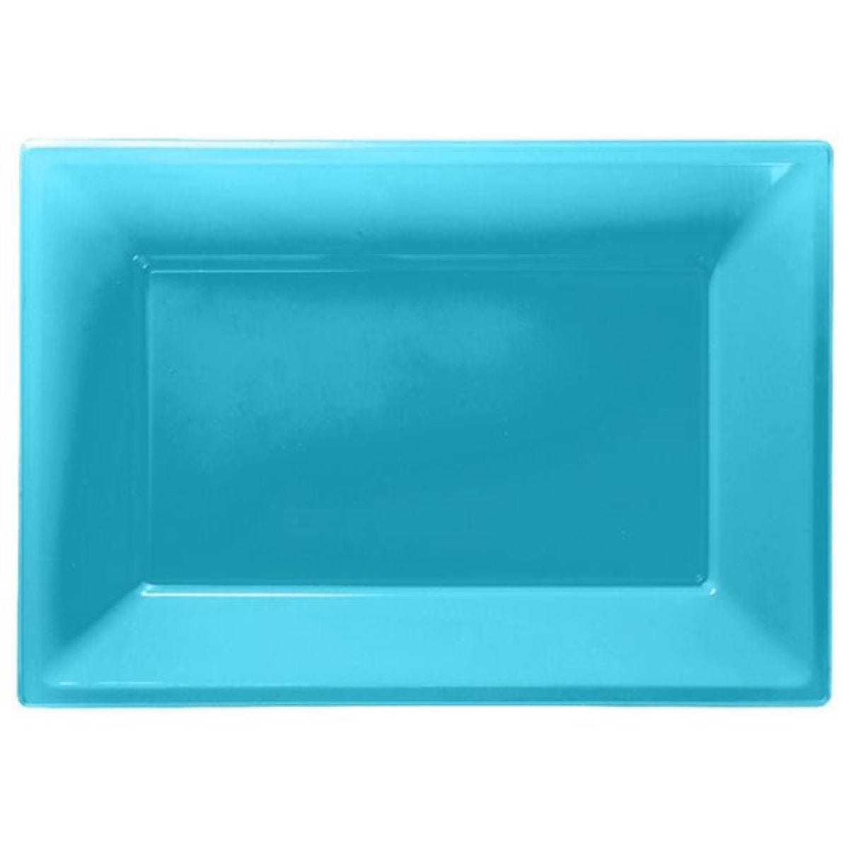 Turquoise Plastic Serving Platters - 23cm x 32cm