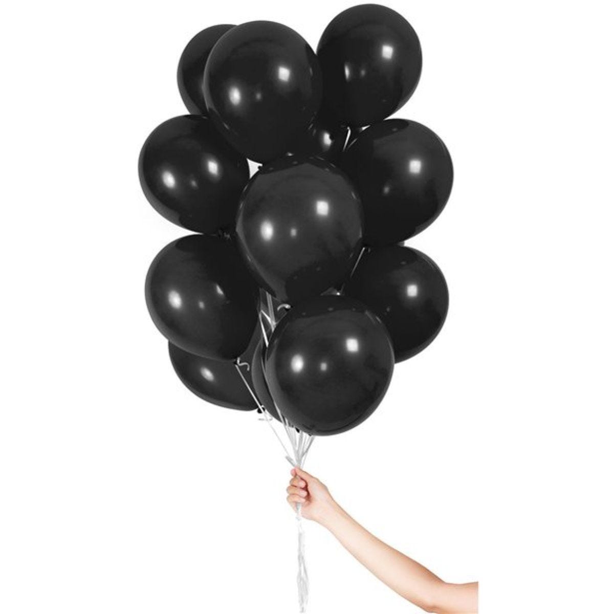 Black Balloons with Ribbon - 9" Latex