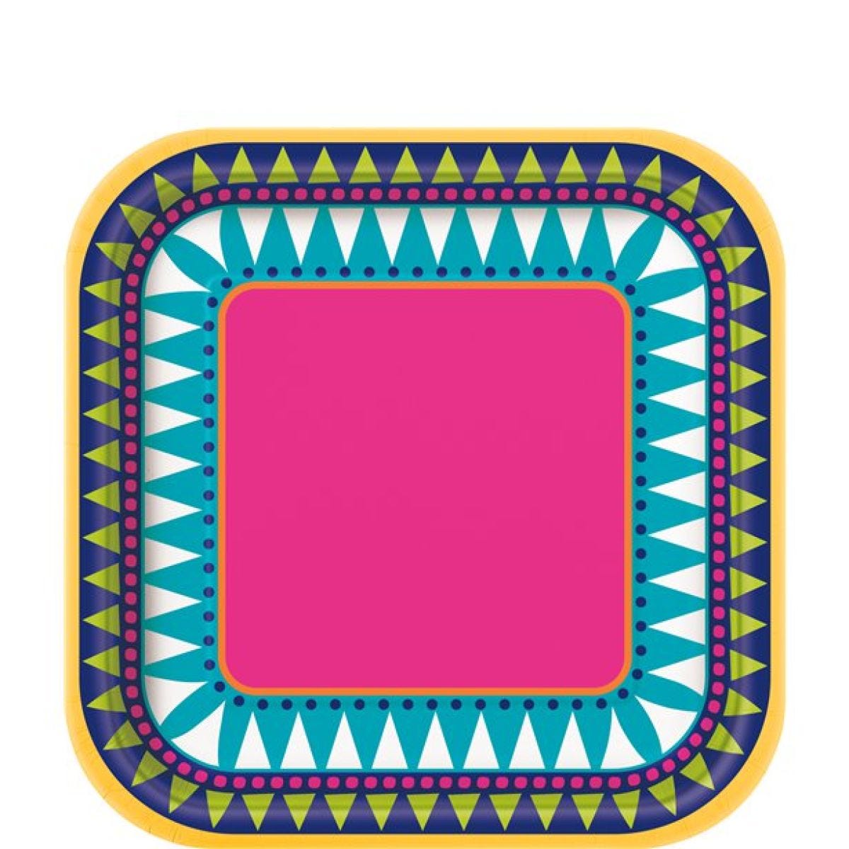 Boho Fiesta Square Plates - 18cm Paper Party Plates