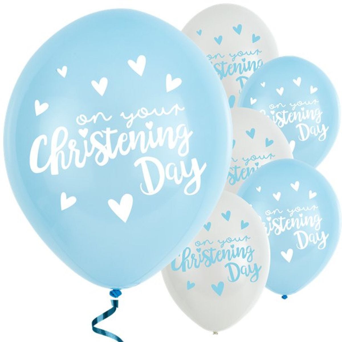Blue Christening Day Latex Balloons - 11" Latex