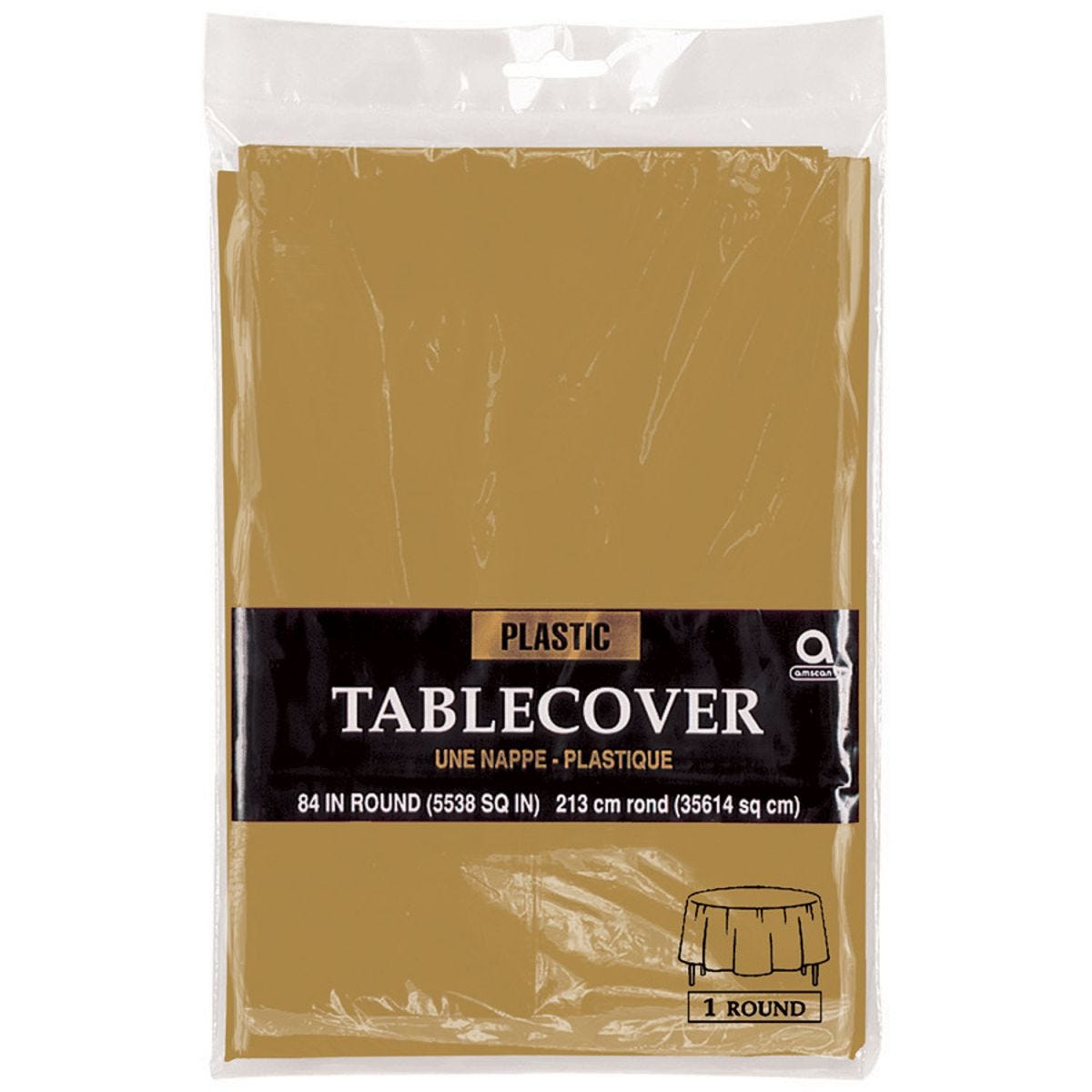 Gold Round Plastic Tablecover