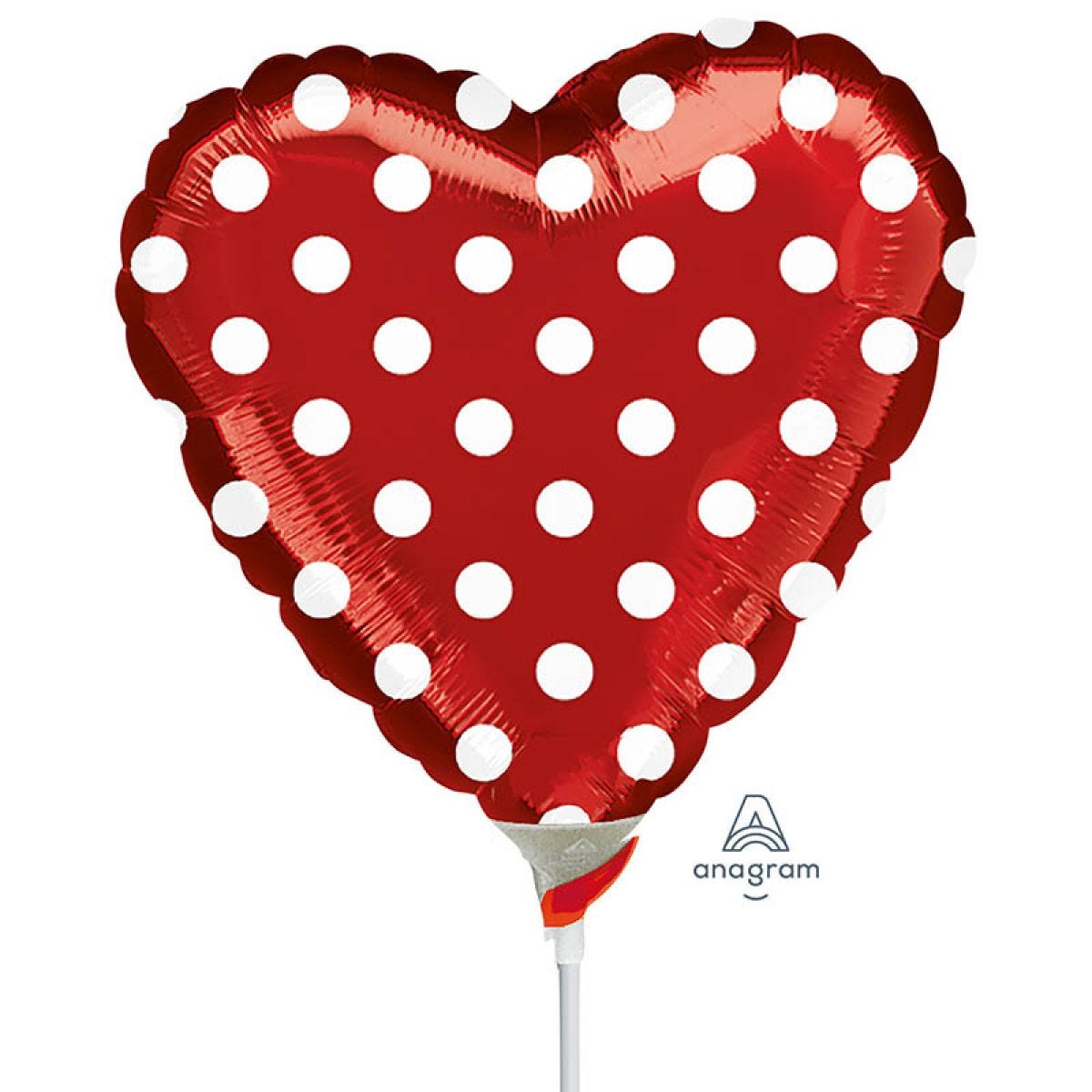 Red Polka Dot Heart Mini Air-fill (Uninflated)