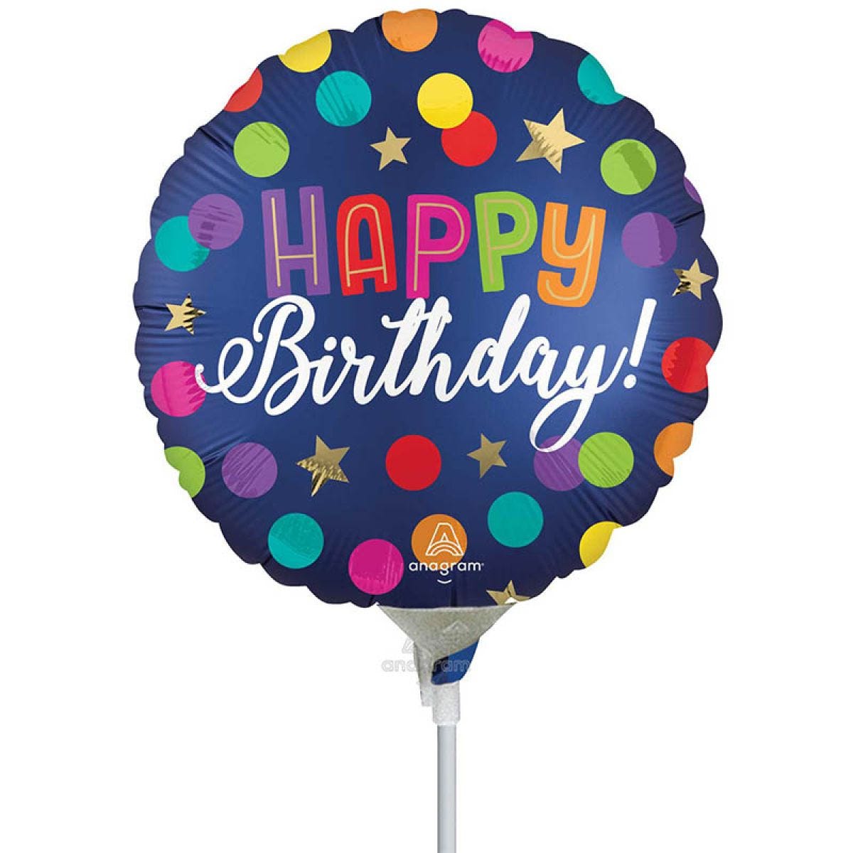 Satin Happy Birthday Blue Confetti Mini Air-fill (Uninflated)