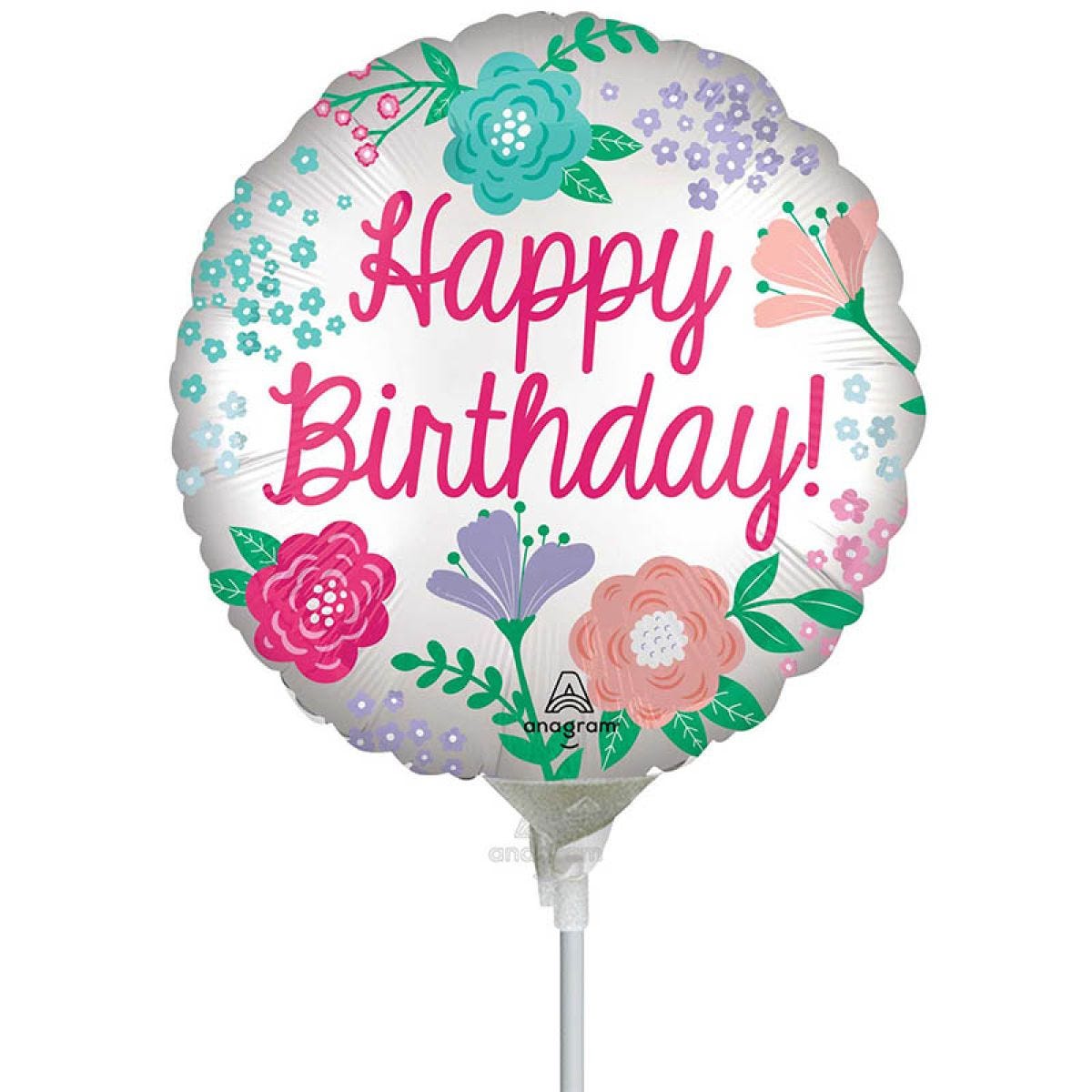 Satin Happy Birthday Garden Mini Air-fill (Uninflated)