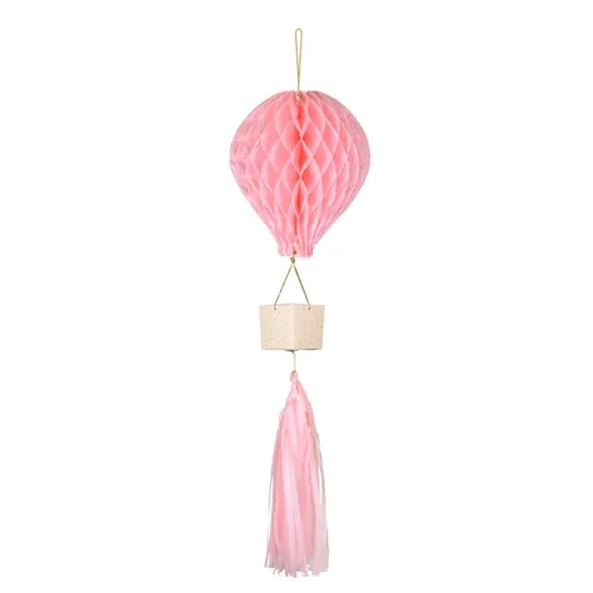 Pink Paper Honeycomb Hot Air Balloon Decoration