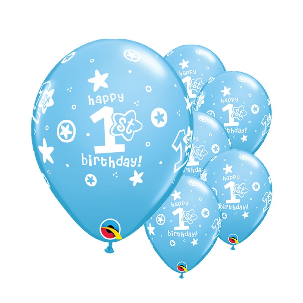 1st Birthday Boys Stars Blue Balloons - 11" Latex (25pk)