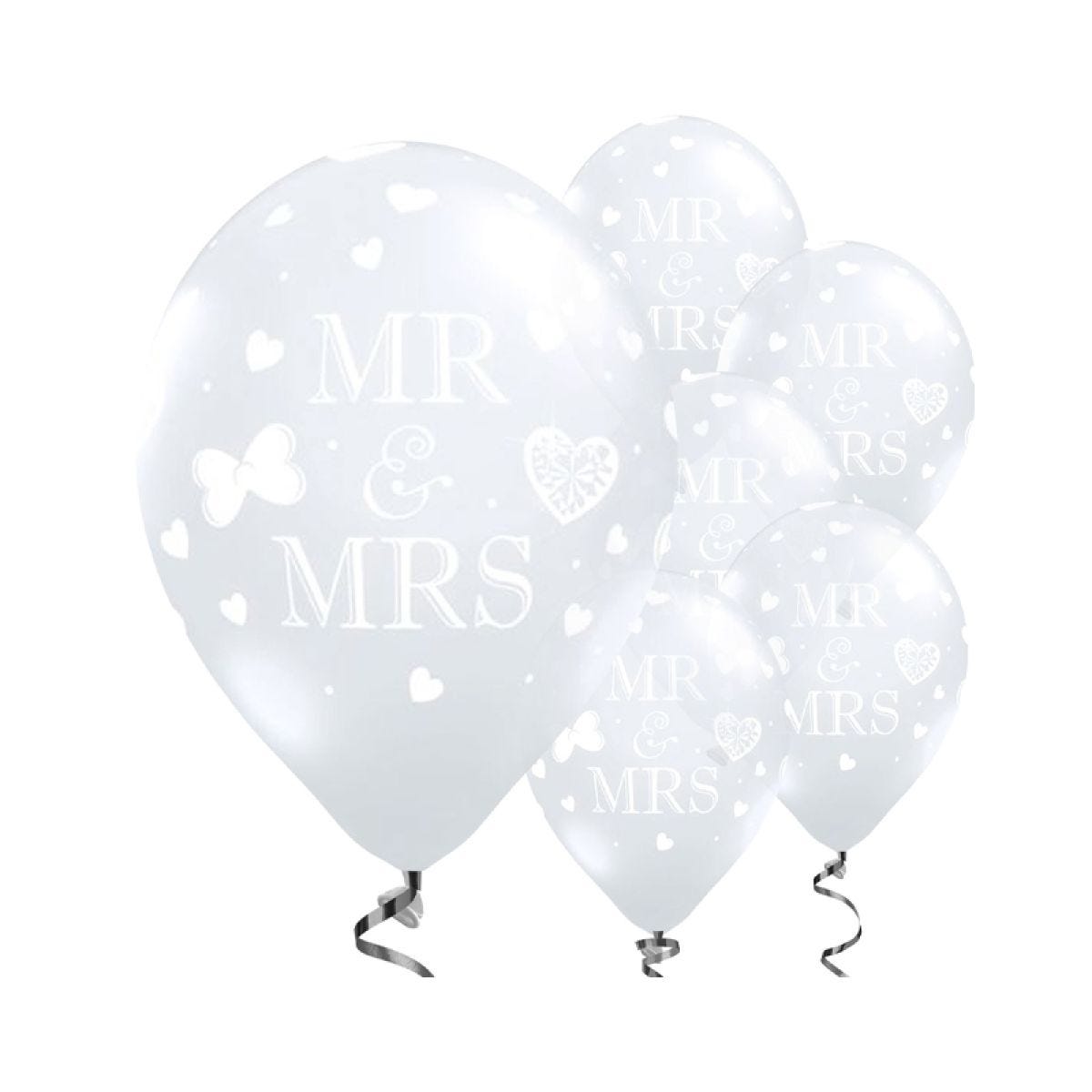 Mr and Mrs Diamond Clear Wedding Balloons - 11&apos;&apos; Latex (50pk)