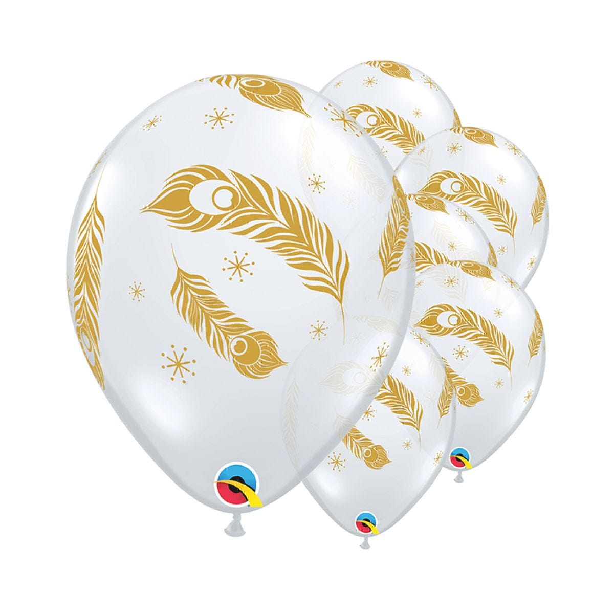Gold Peacock Feathers Balloon - 12" Latex (25pk)