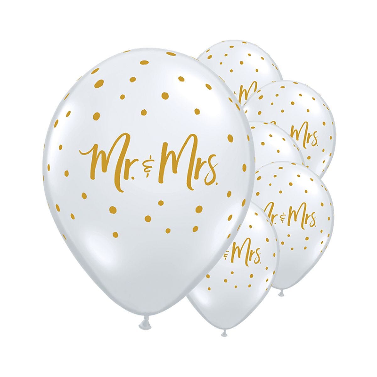 Mr & Mrs Gold Dots Diamond Clear Balloons - 11" Latex (25pk)