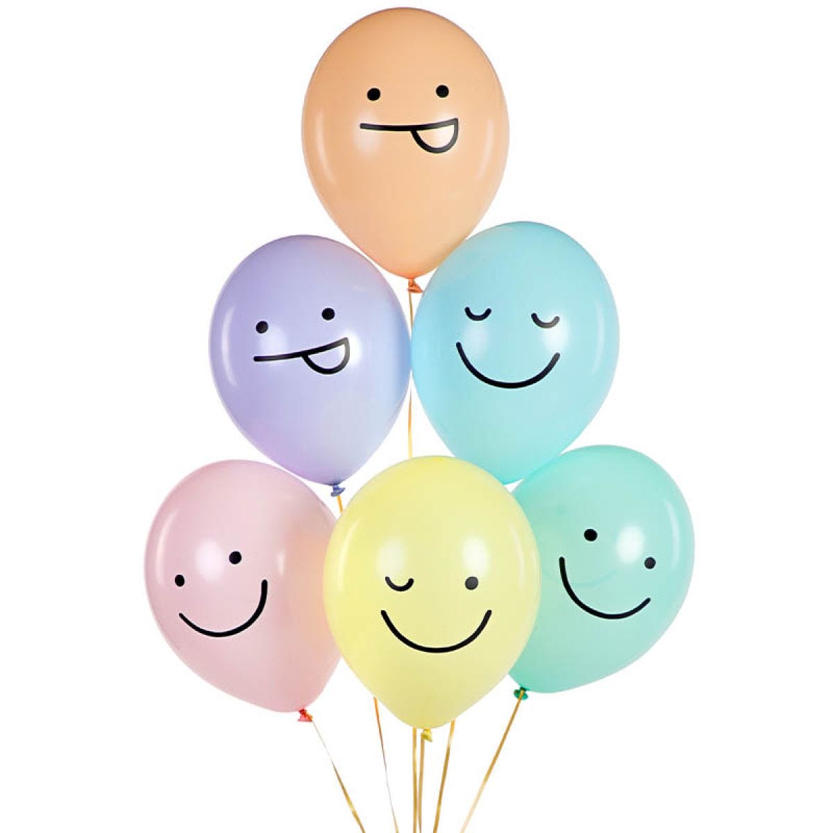 Pastel Smiley Faces Balloons - 12" Latex (6pk)