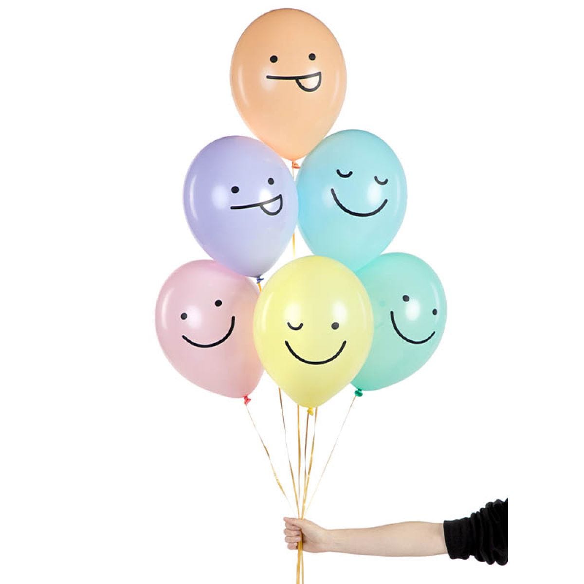 Pastel Smiley Faces Balloons - 12" Latex (6pk)