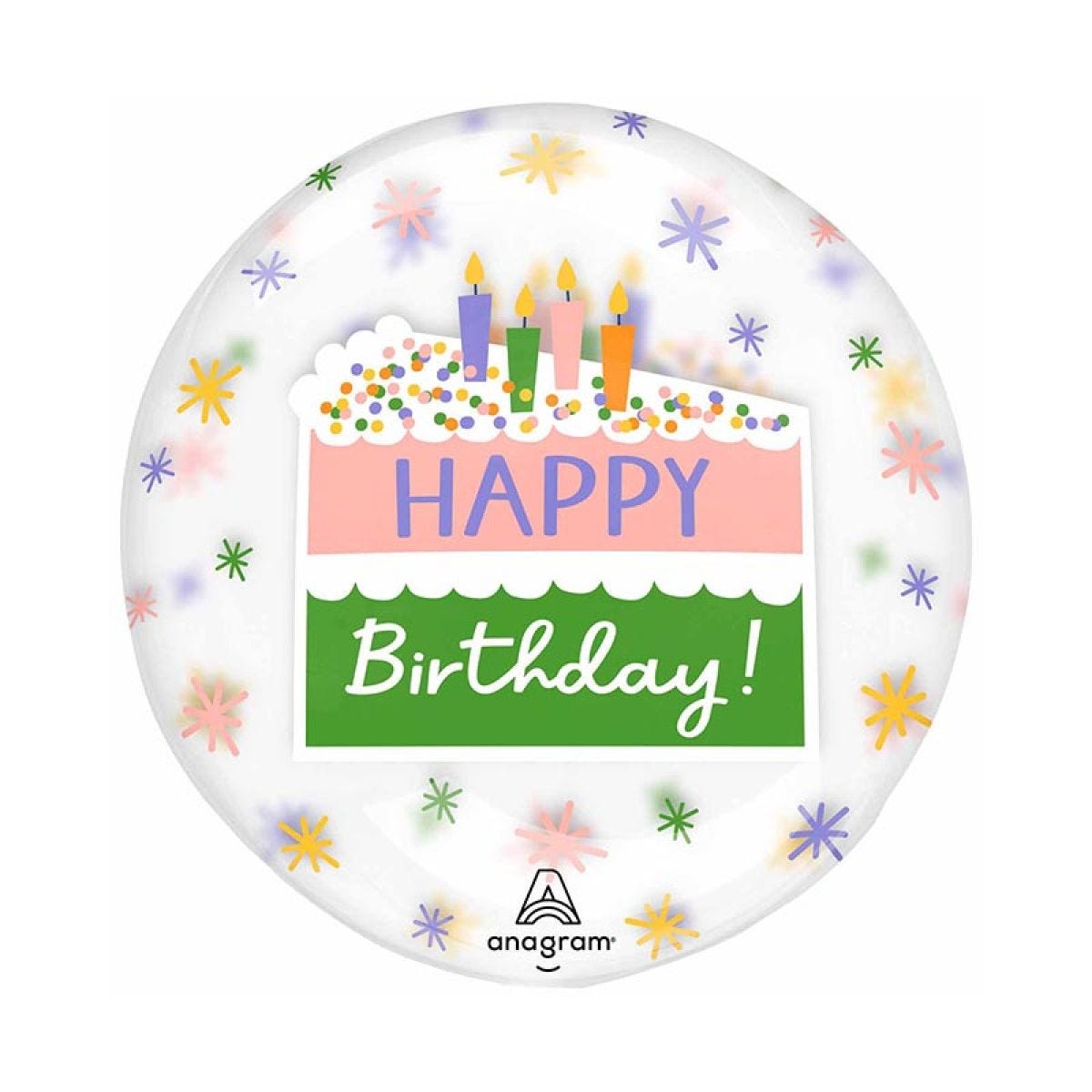 Happy Birthday Cake Slice Clearz Balloon - 18"