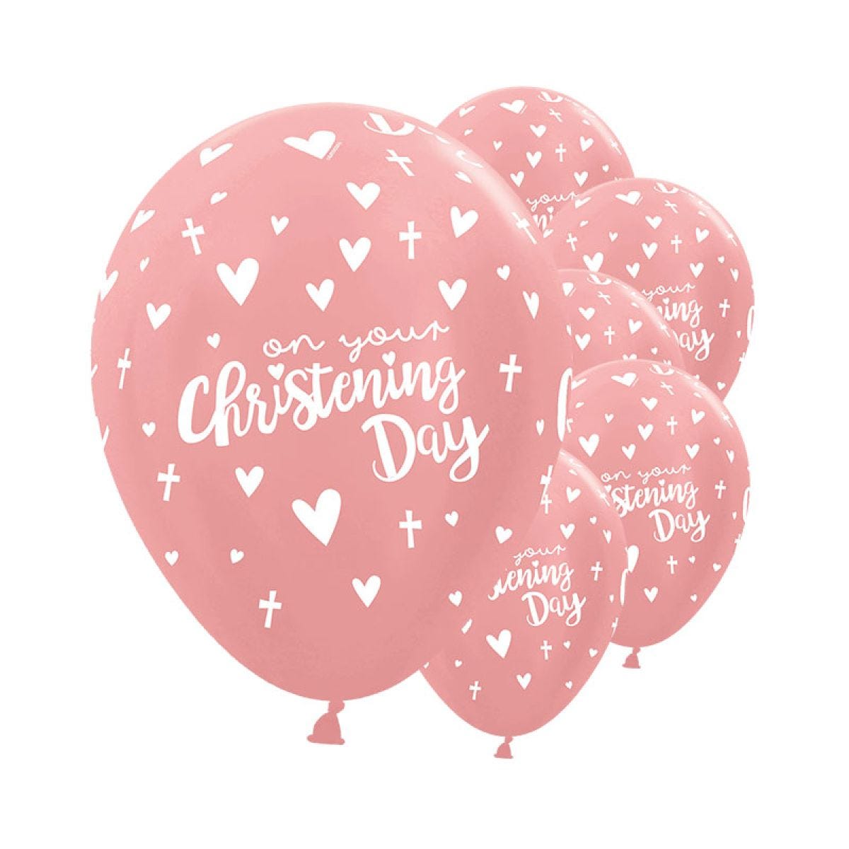 Rose Gold Christening Balloons - 12" Latex (25pk)