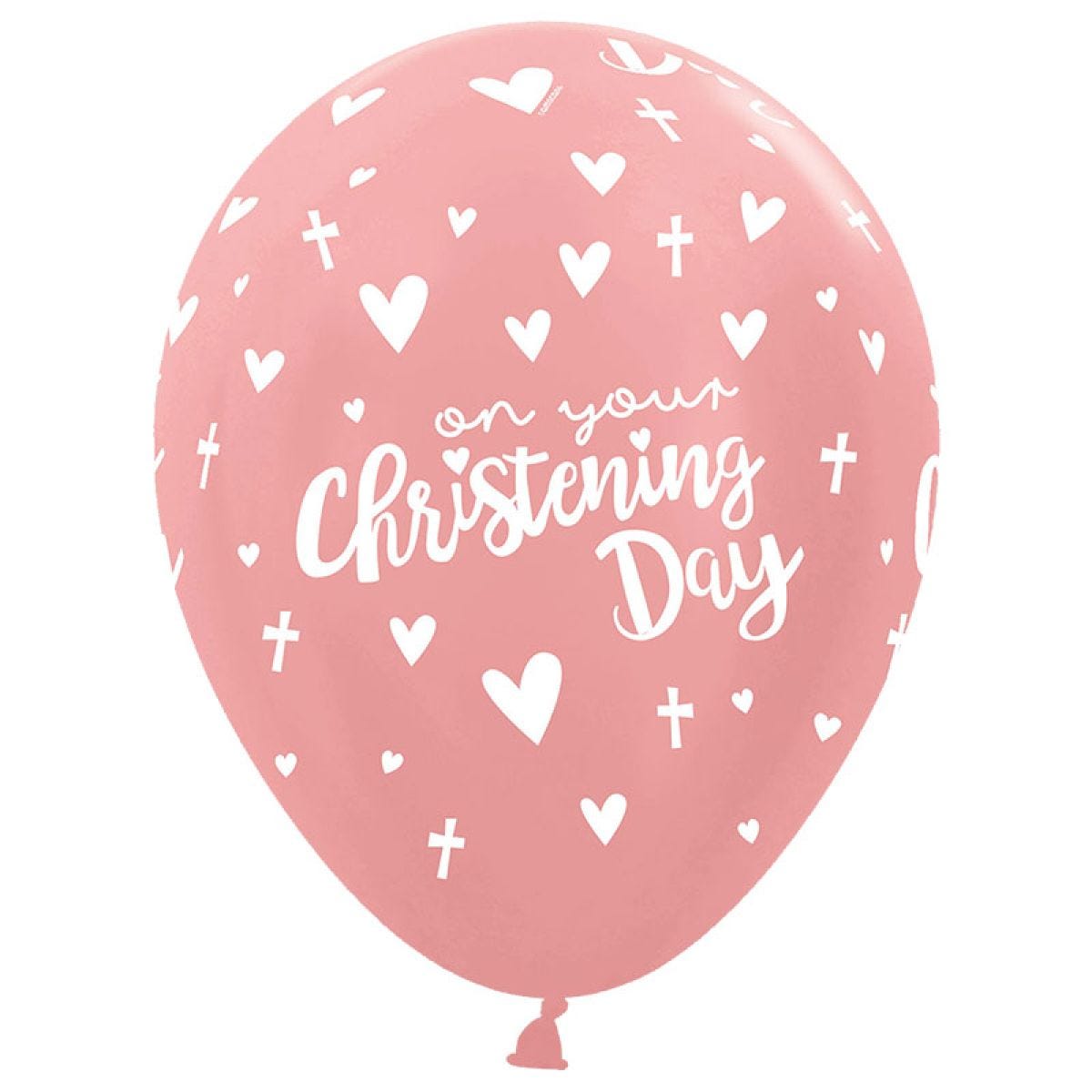 Rose Gold Christening Balloons - 12" Latex (25pk)