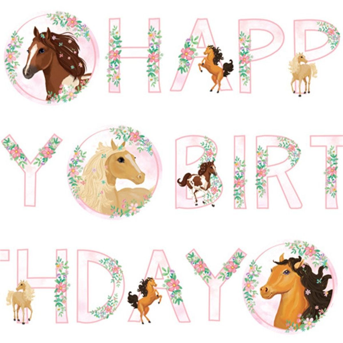 Beautful Horses Birthday Letter Banner - 1.4m