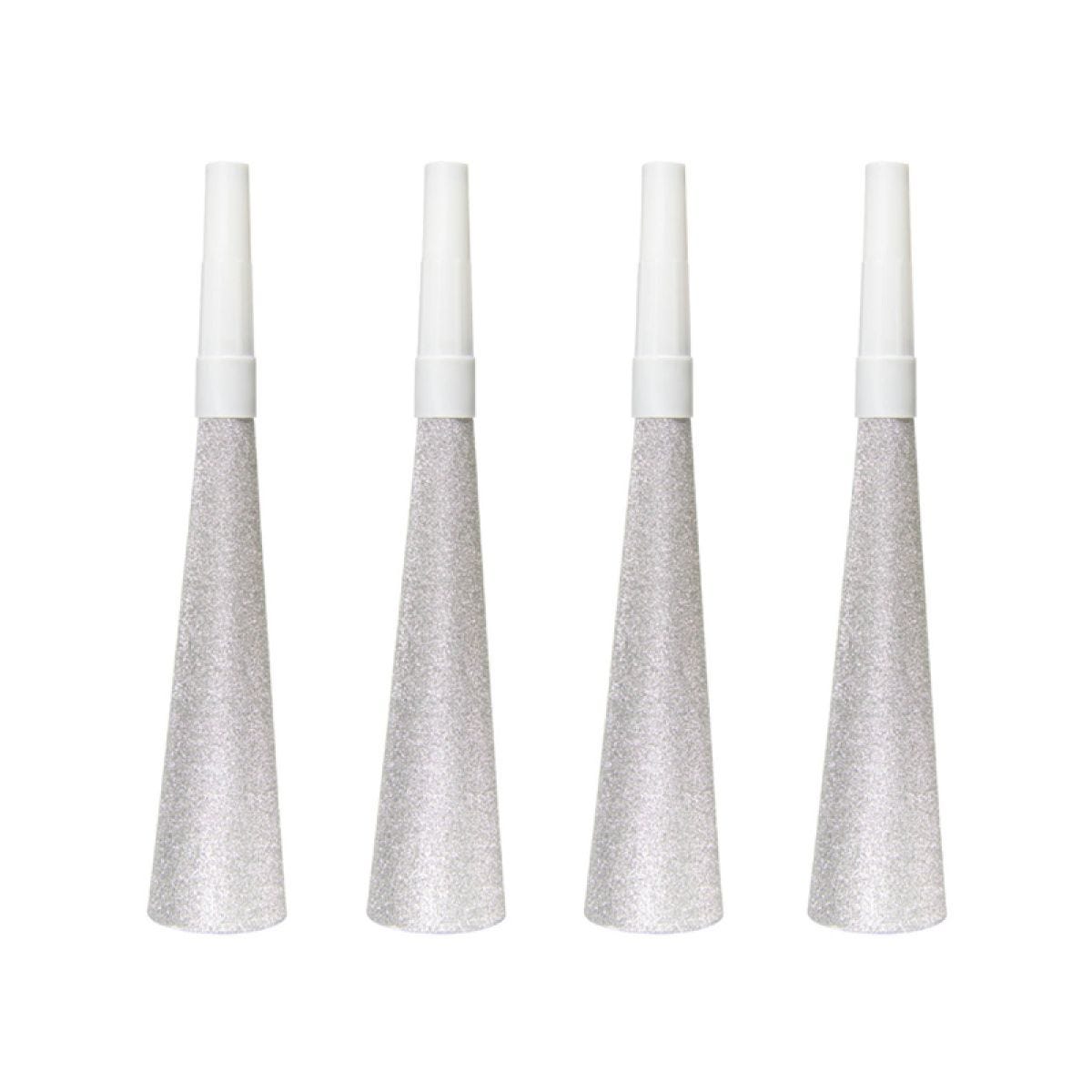 Silver Glitter Horns (4pk)