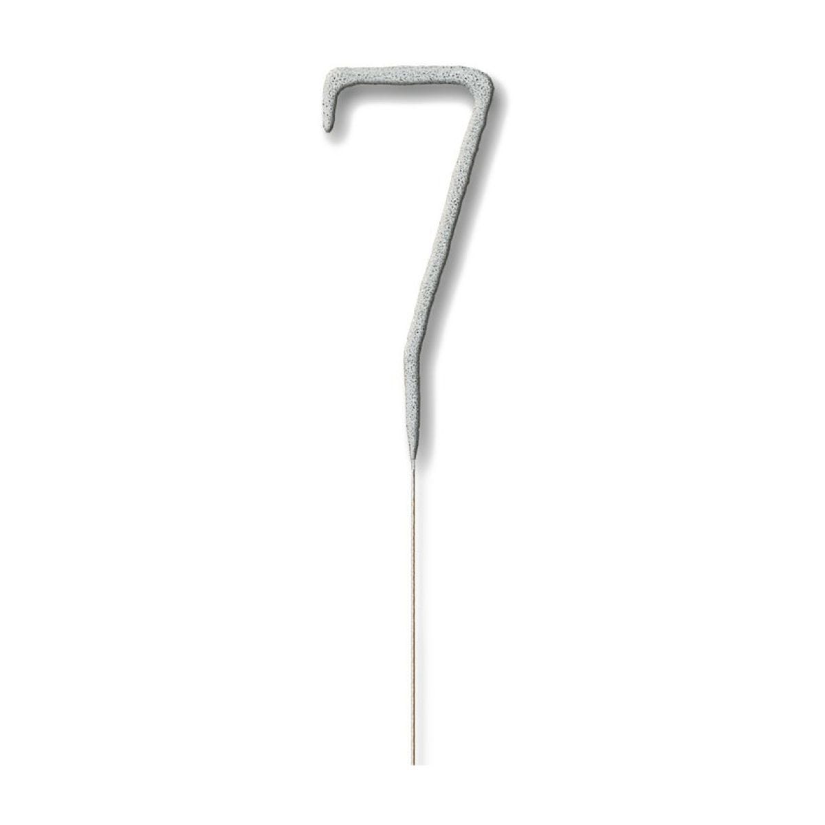 Silver Number 7 Sparkler Candle - 7"