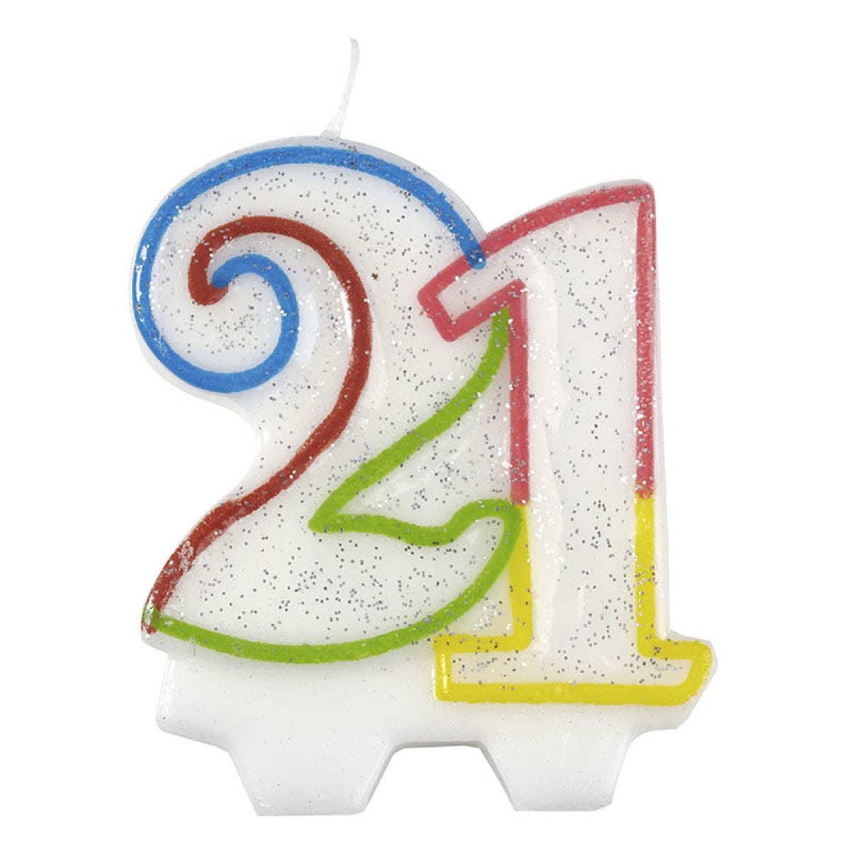 21st Birthday Multicolour Candle - 7.5cm