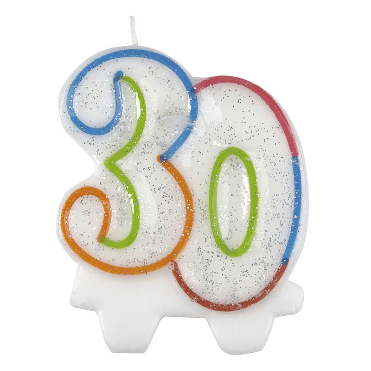 30th Birthday Multicolour Candle - 7.5cm