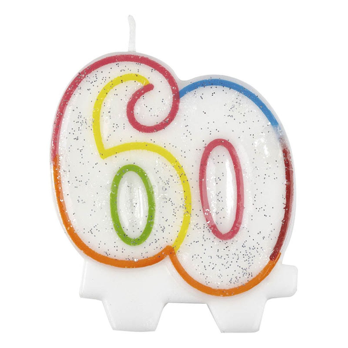 60th Birthday Multicolour Candle - 7.5cm