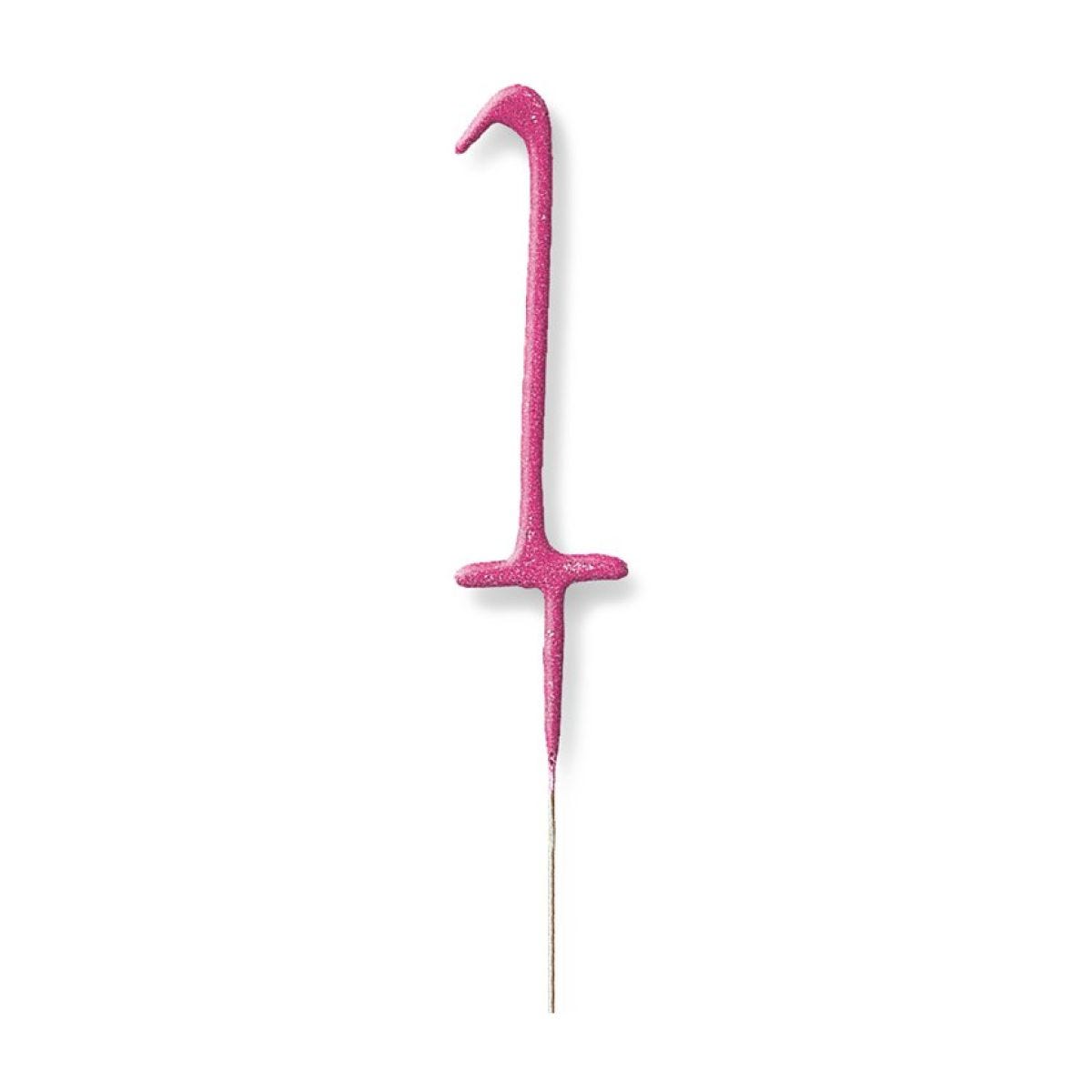 Pink Number 1 Sparkler Candle - 7"