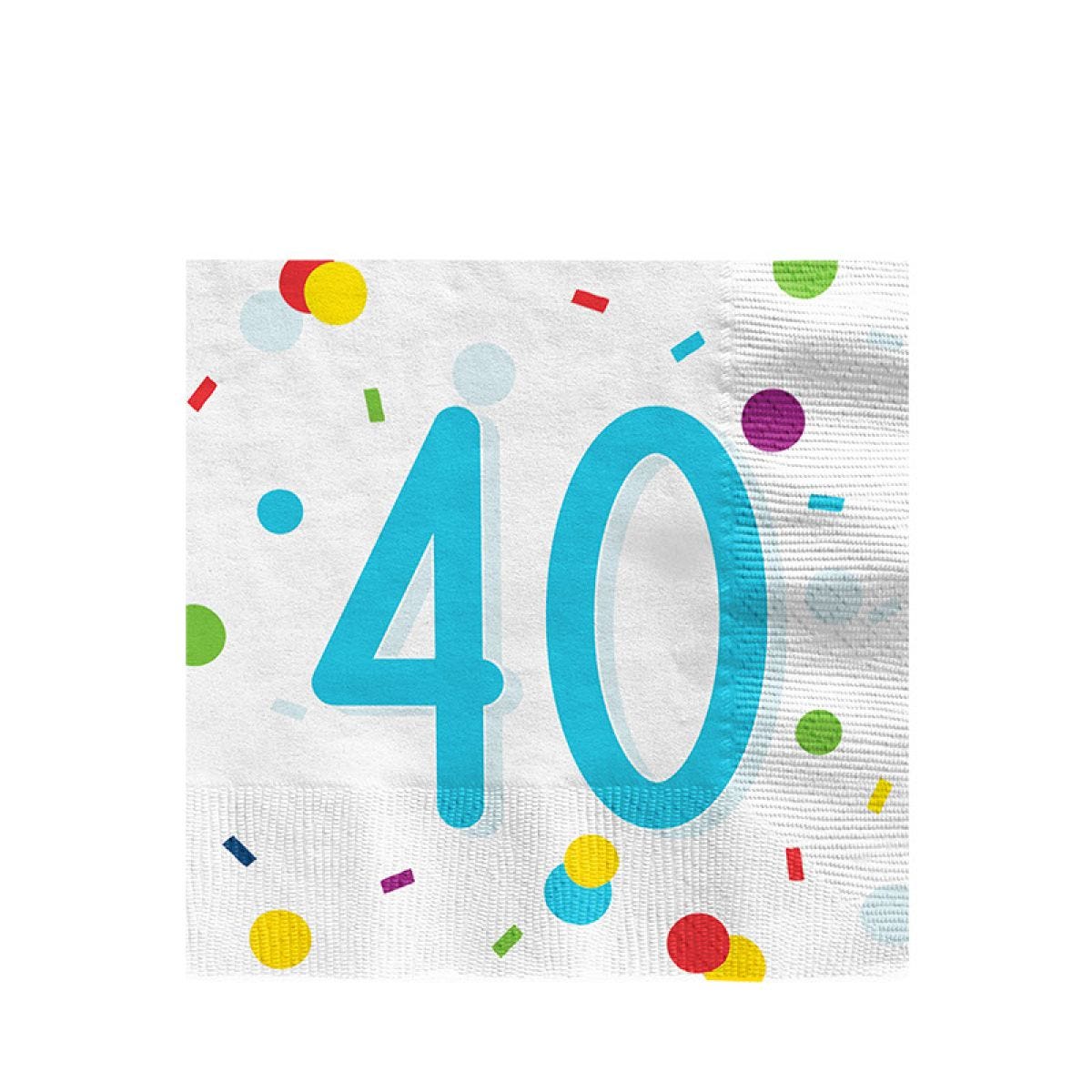 Confetti Birthday Age 40 Napkins - 33cm (20pk)