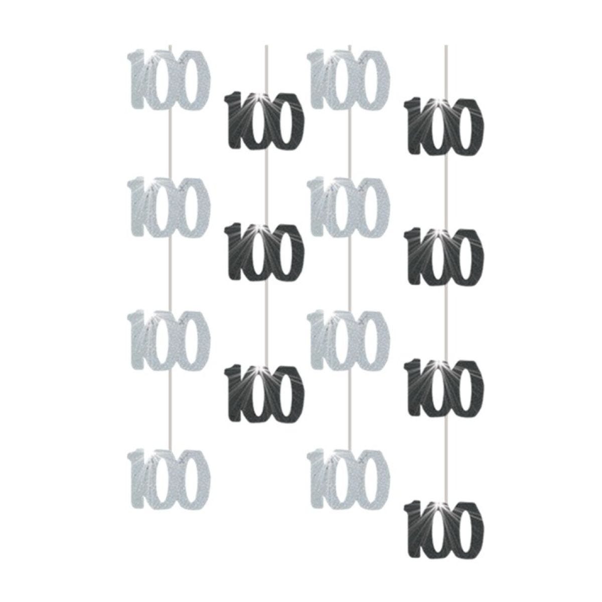 100th Birthday Black Hanging Decorations - 5ft Party Decorations