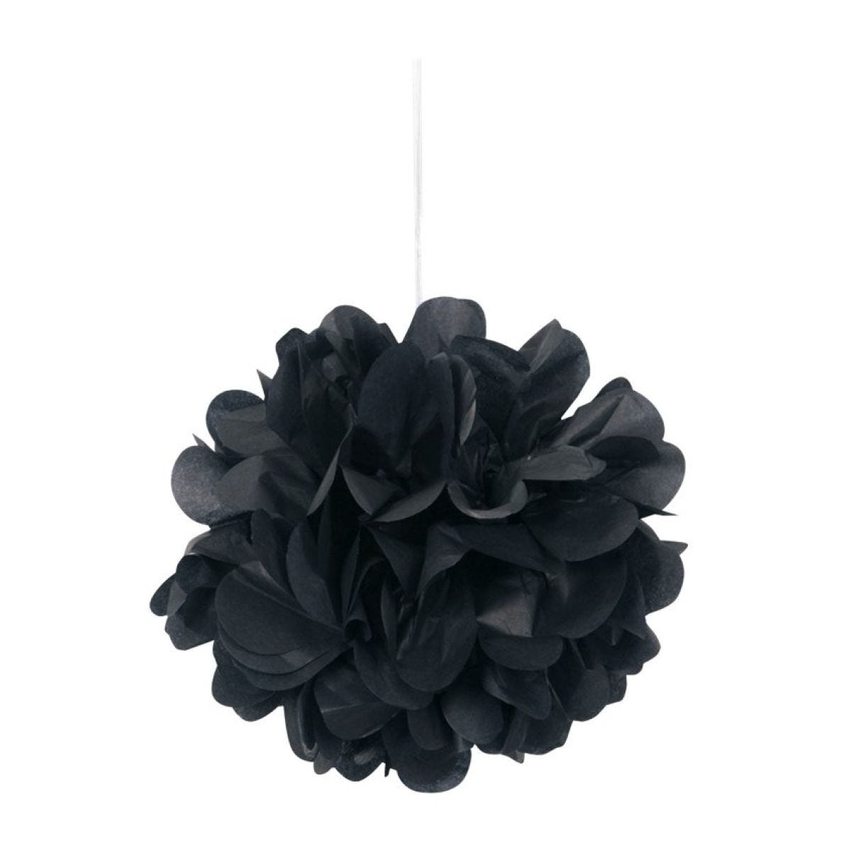 Black Pom Pom Decorations - 23cm (3pk)