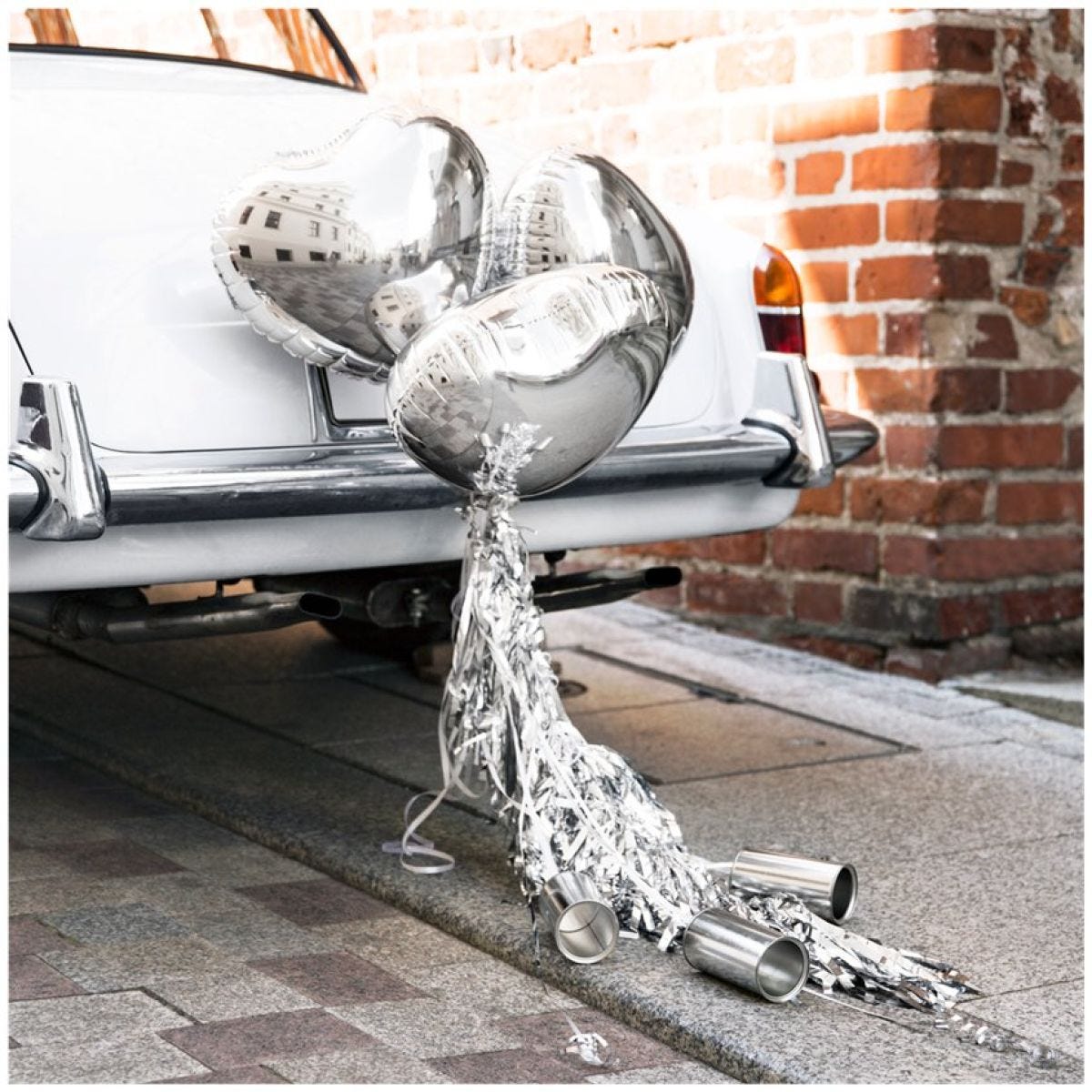 Silver Hearts Wedding Car Decoration Kit