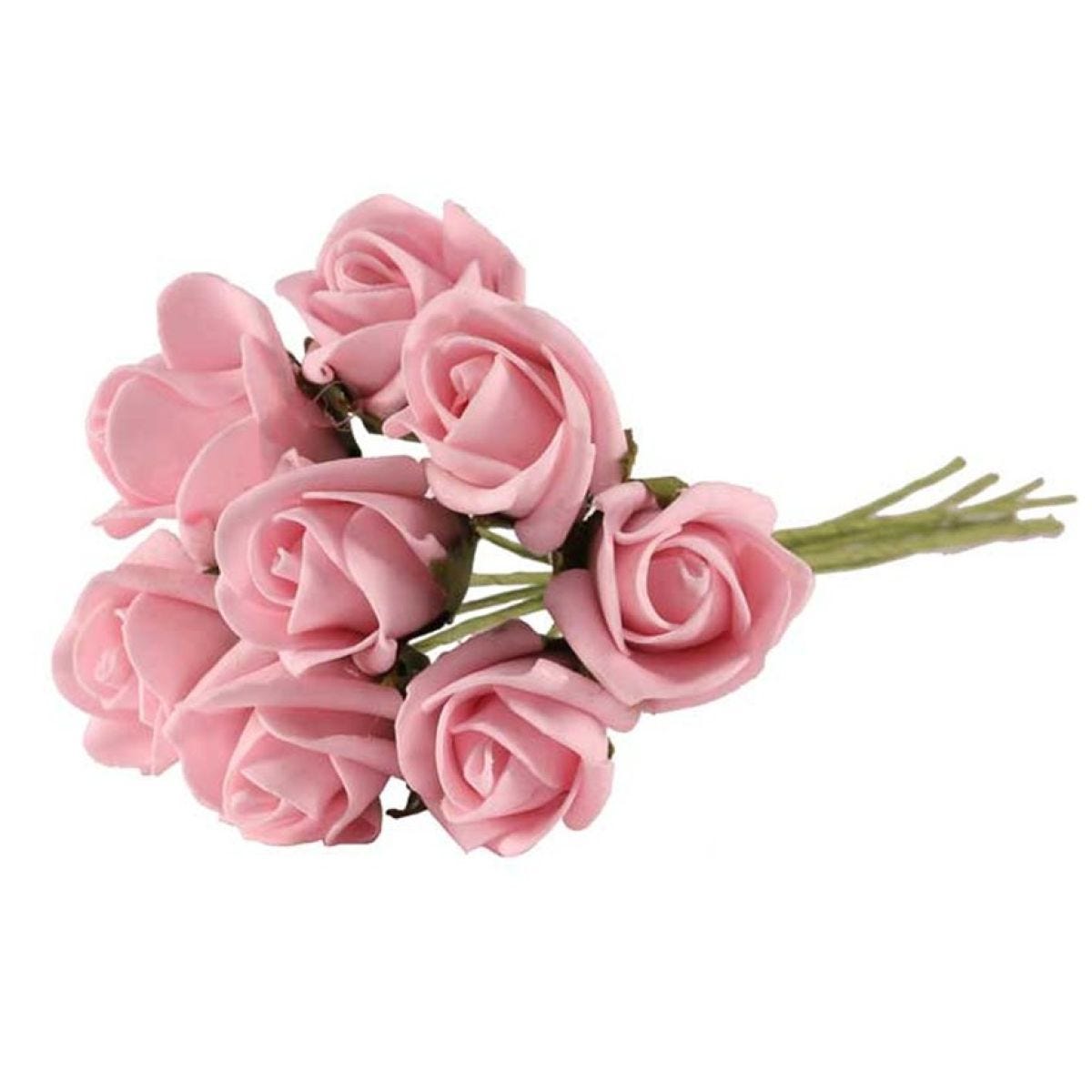 Mini Pastel Pink Foam Rose Bud Decorations (8pk)