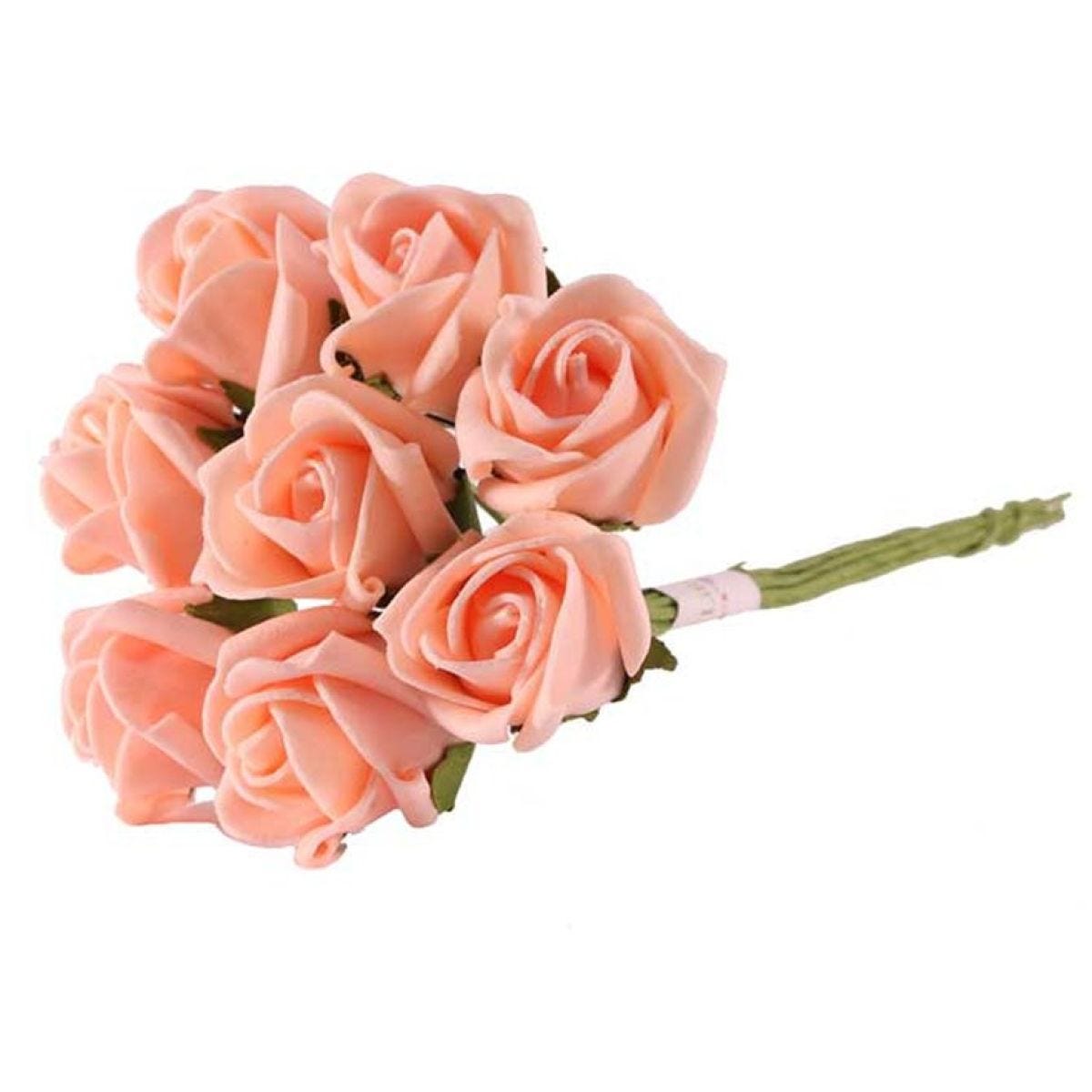 Mini Peach Foam Rose Bud Decorations (8pk)