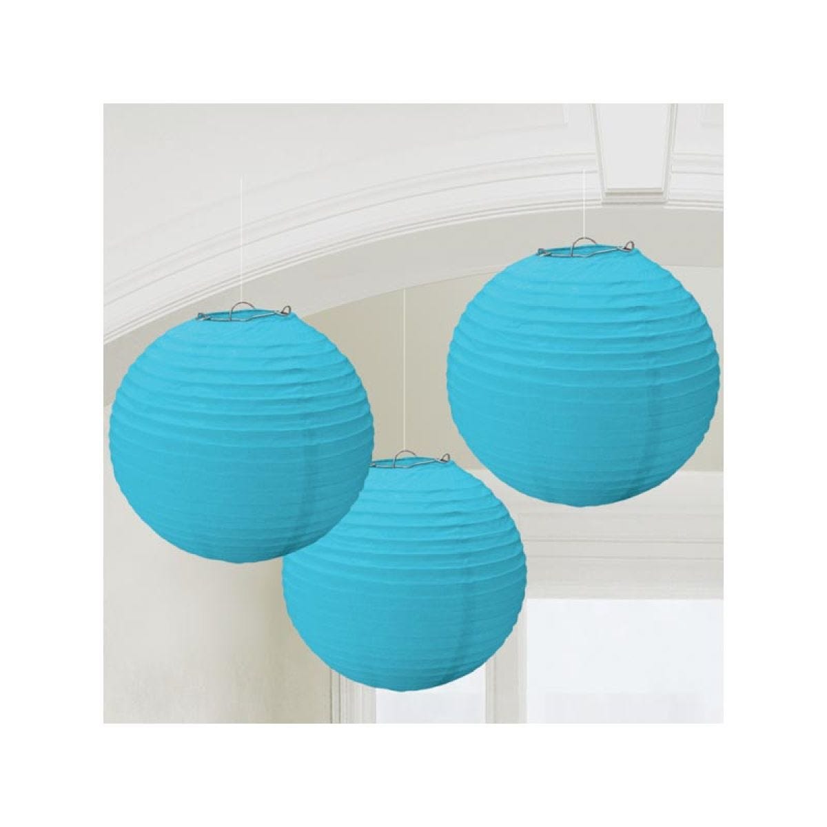Caribbean Blue Paper Lanterns - 24cm (3pk)